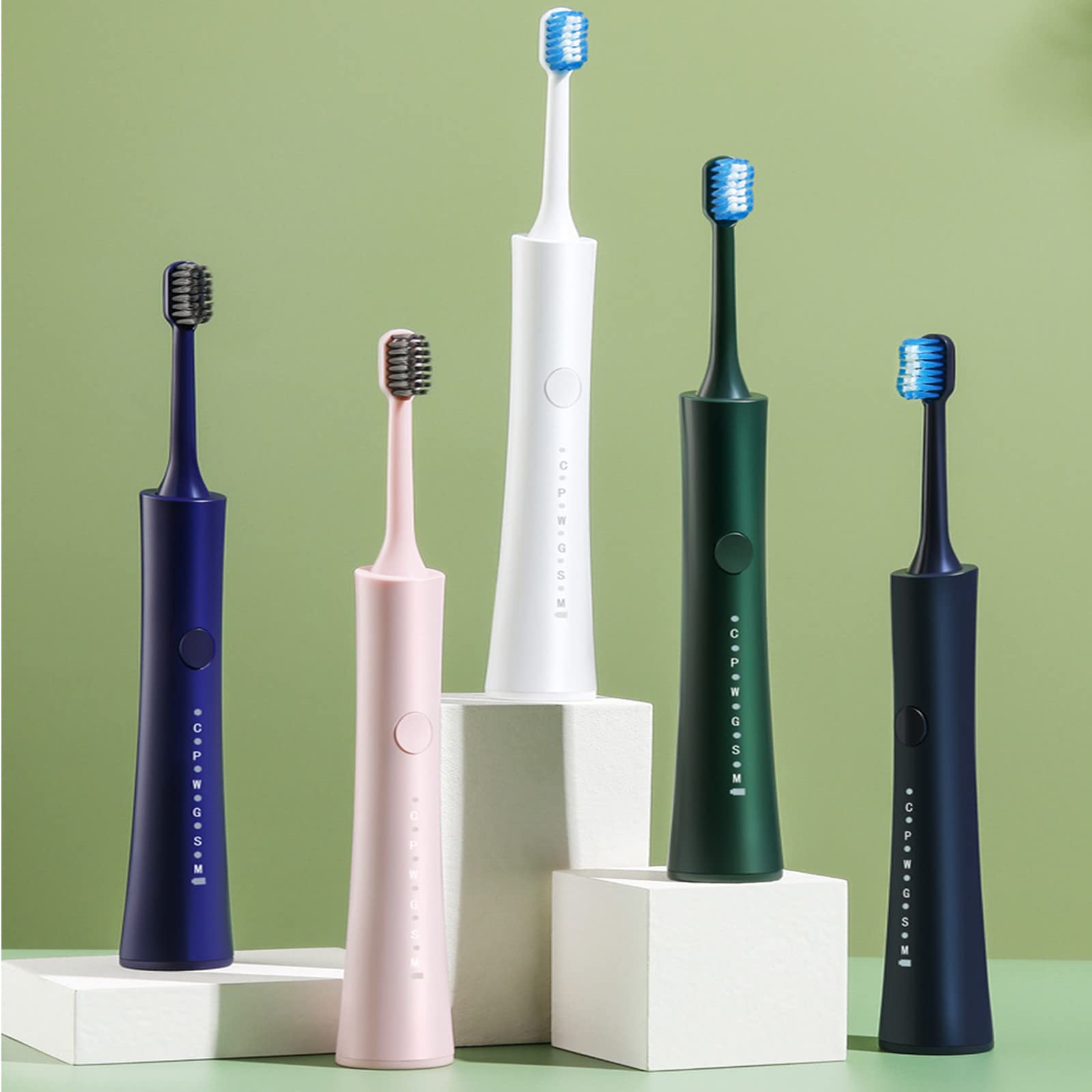 Premium Sonic Electric Toothbrush for Adults - 5 Brush Heads Included, 30-Day Battery Life (8H Charge), 5 Cleaning Modes with Smart Timer - Navy Blue | Perfect for Travel, Home & Daily Oral Care Routine