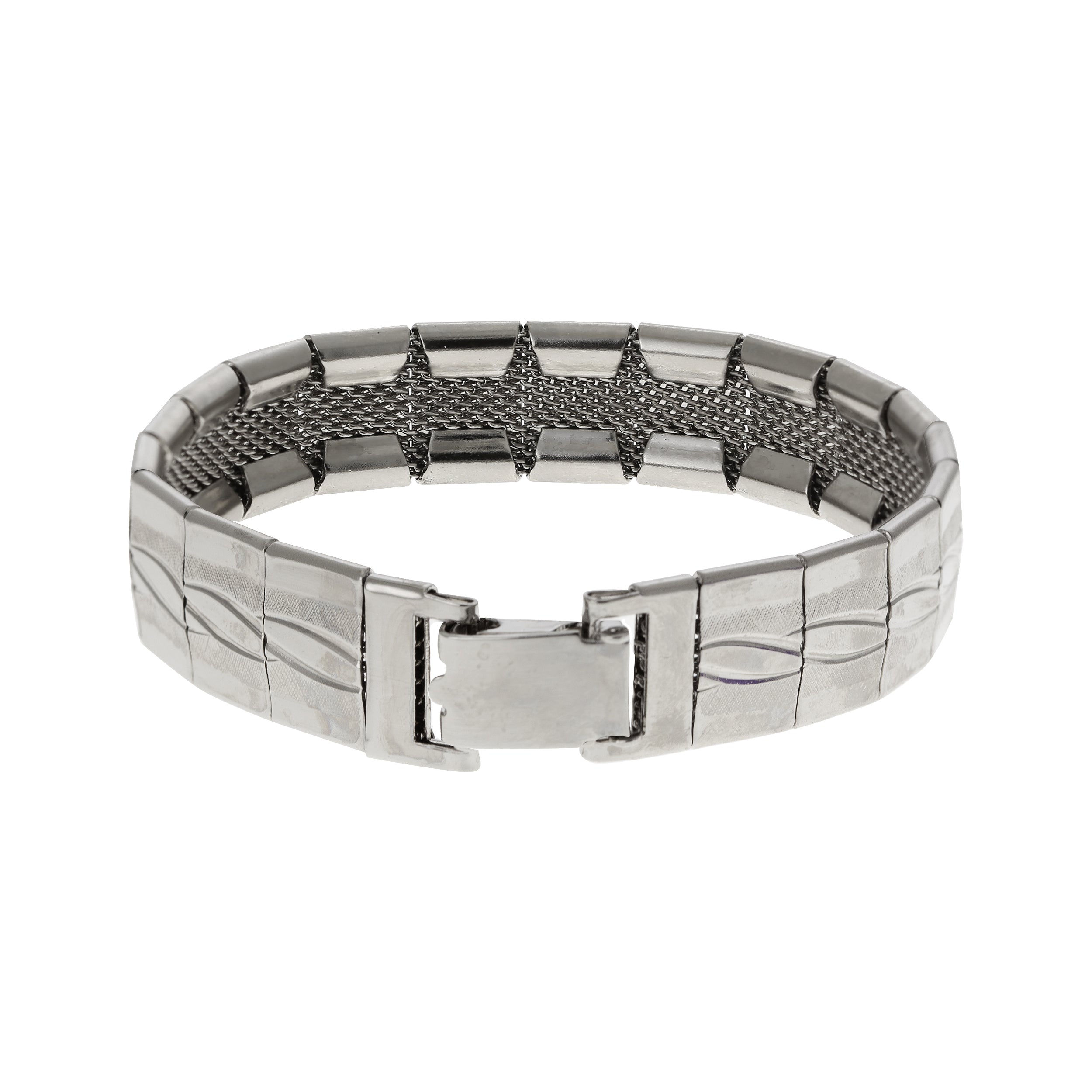 1928 Jewelry Elegant Wave Link Mesh Bracelet for Women - Vintage Style Adjustable Chain Bracelet - Perfect for Parties, Weddings & Everyday Wear
