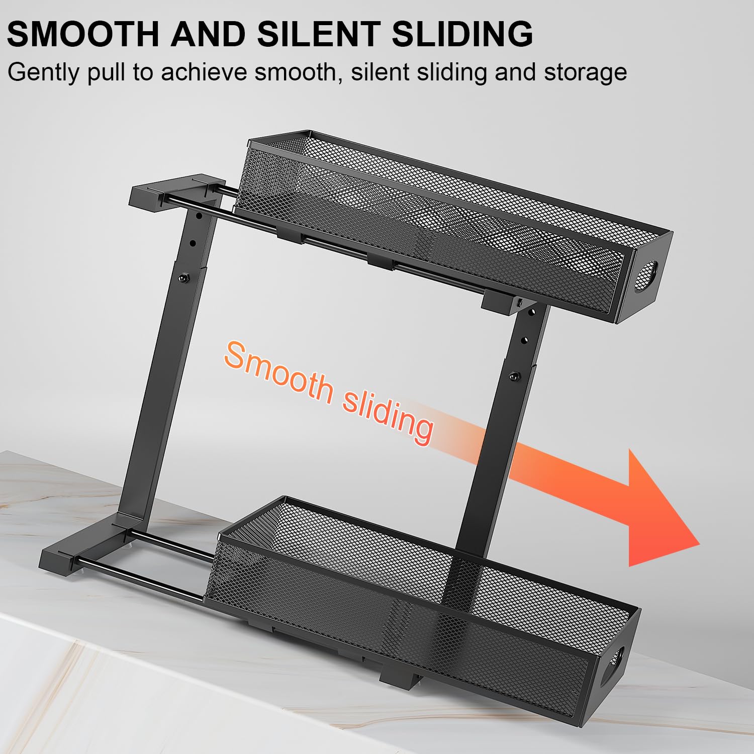 2-Tier Under Sink Organizer - Rustproof Steel Sliding Shelf for Kitchen & Bathroom Storage