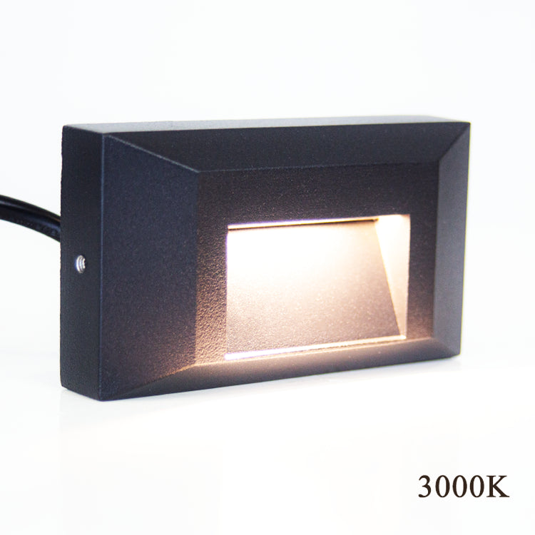 STA03 2+2+2W 3CCT 3000K/4000K/5000K Low Voltage Cast Aluminum Rectangular LED Step Light - Waterproof Outdoor Deck Lighting for Stairs, Patio, Garden & Pathway Illumination