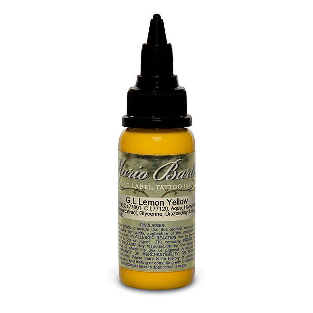 Premium Lemon Yellow Mario Barth Gold Label Tattoo Ink by Intenze - 1oz Bottle for Professional Tattoo Artists - Perfect for Vibrant Tattoo Designs and Body Art