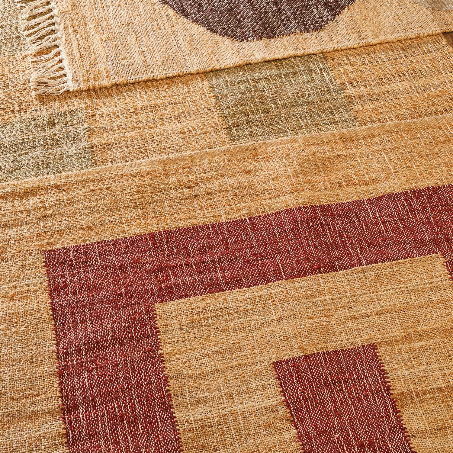 Adrienne Jute Rug Carmine - Natural Fiber Bohemian Area Rug for Living Room, Bedroom & Nursery | Eco-Friendly Home Decor