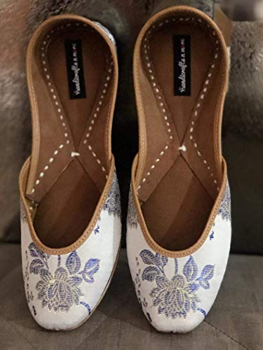 Handmade Women's Leather Jutti Shoes - Traditional Indian Ethnic Mojari Sandals | Punjabi Style Bridal Footwear for Weddings & Festivals | Perfect for Cultural Events, Boho Fashion & Party Outfits | Comfortable Slip-On Design for Daily Wear & Special Occasions