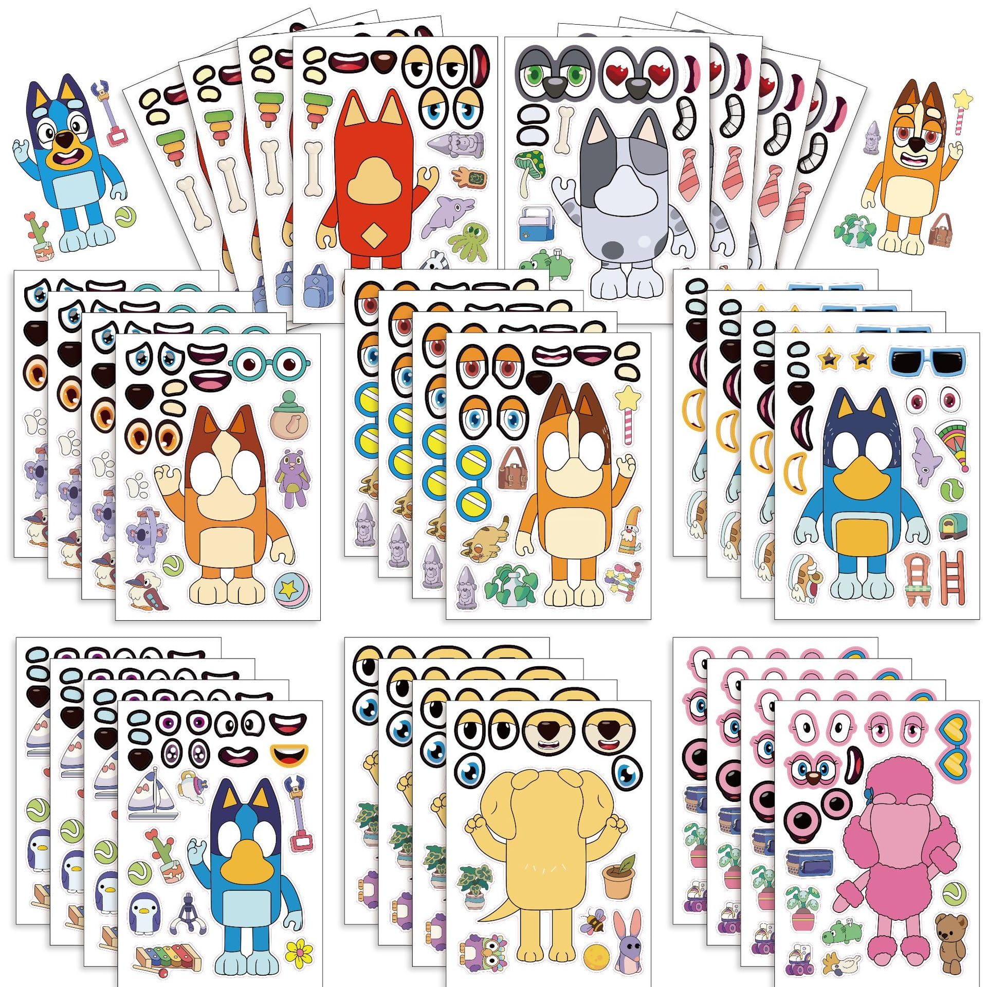 16 Sheets DIY Cartoon Face Stickers for Kids - Cute Anime Puzzle Stickers for Birthday Gifts, Party Favors, School Rewards & Art Crafts - Perfect for Scrapbooking, Notebook Decoration & Kids' Activities