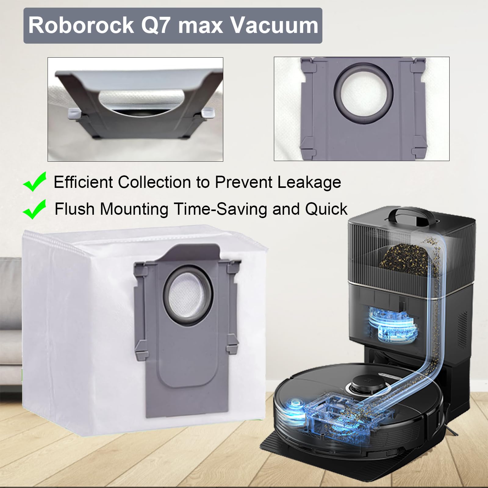 22 Pack Dust Bags for Roborock S8+/S8 Pro Ultra/S7 MaxV Ultra/Q7+/Q8 Max+/Q5 Pro Robot Vacuum Cleaners | 3L Large Capacity Disposable Vacuum Bags | Perfect for Home Cleaning & Maintenance
