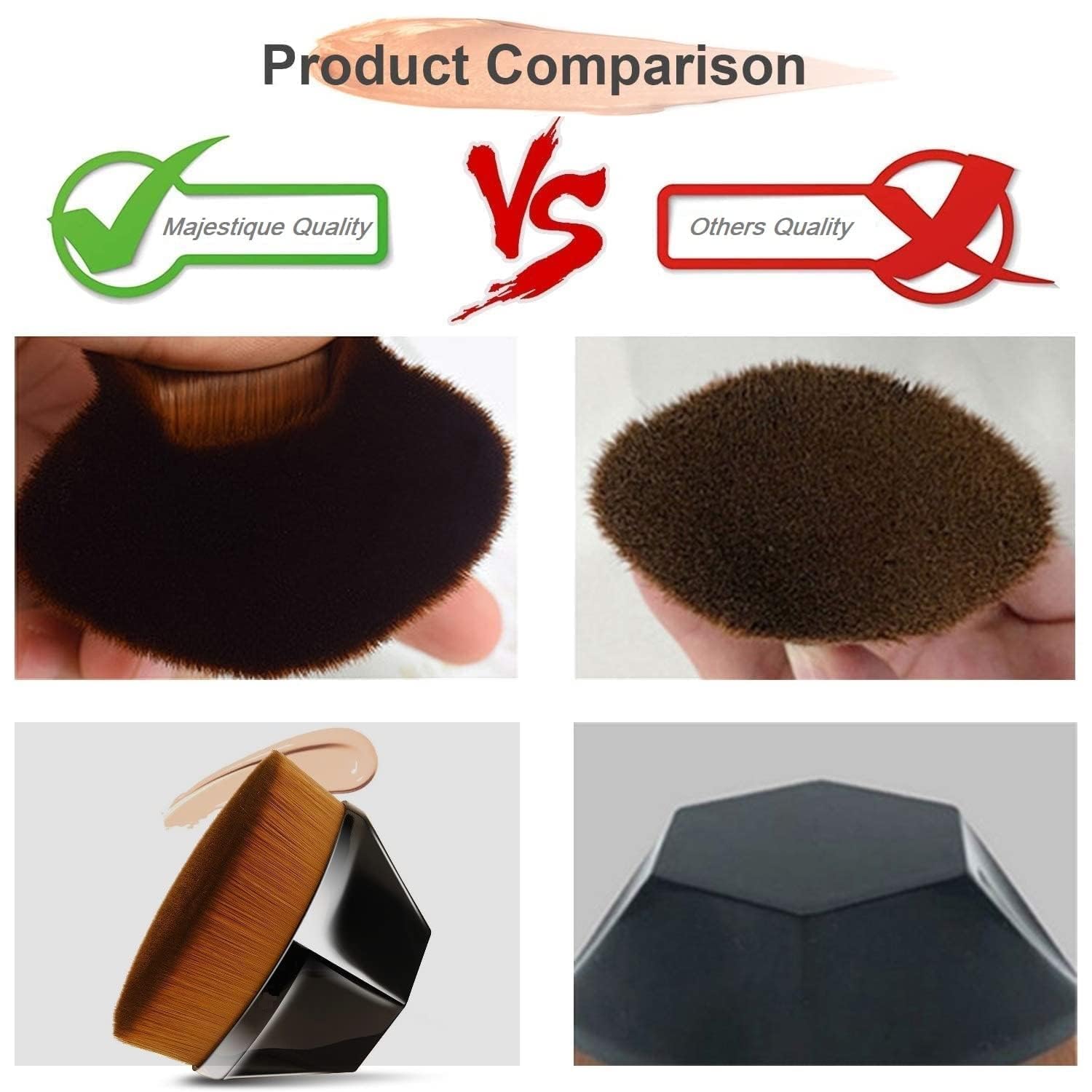 ZemGlam Blush Brush for Liquid & Powder Makeup - Black | Flawless Blending for Cream & Compact Foundation