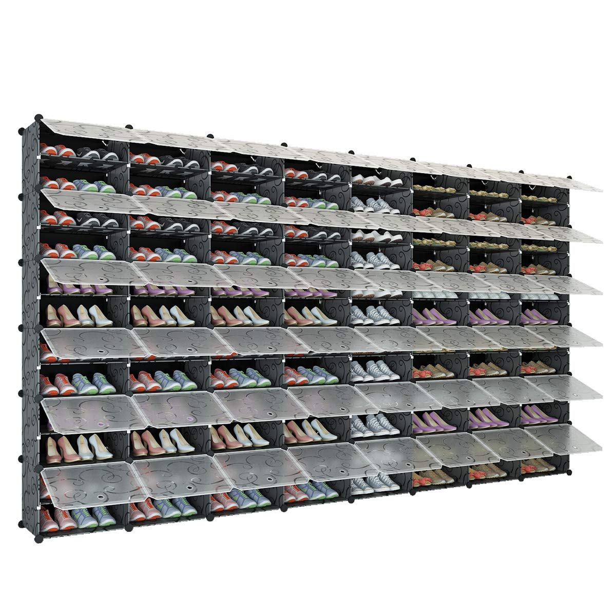 KOUSI Expandable Shoe Rack Organizer - 192 Pairs Tower Shelf Storage Cabinet for Heels, Boots & Slippers - Space Saving Closet & Entryway Shoe Storage Solution - Black