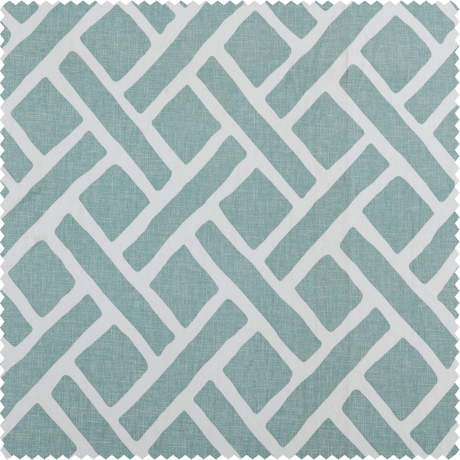 Martinique Aqua Geometric Printed Cotton Roman Shade - Stylish Window Treatment for Living Room, Bedroom & Office Decor