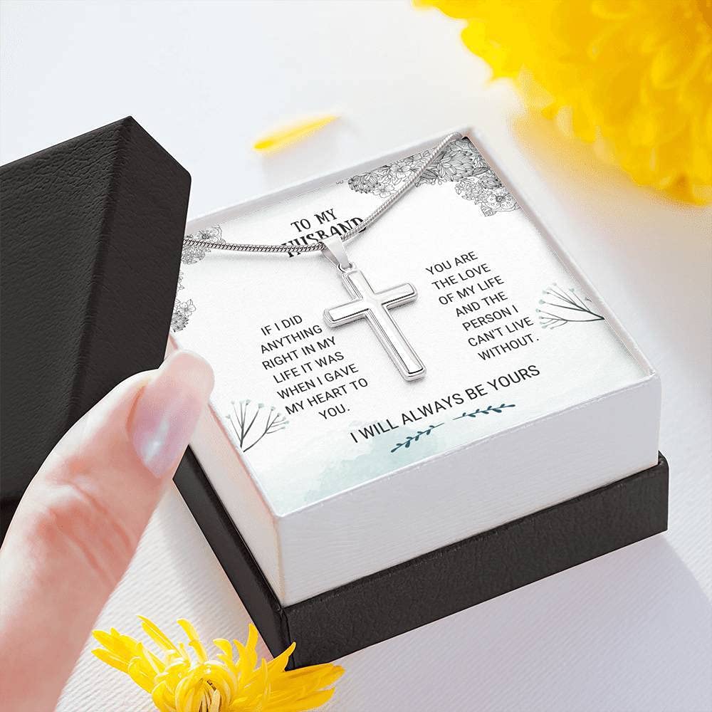Tek Weh Love of My Life - Handcrafted Cross Pendant Necklace for Men | Thoughtful Gift for Husband, Birthday Present from Wife | Perfect for Anniversaries, Valentine's Day & Special Occasions