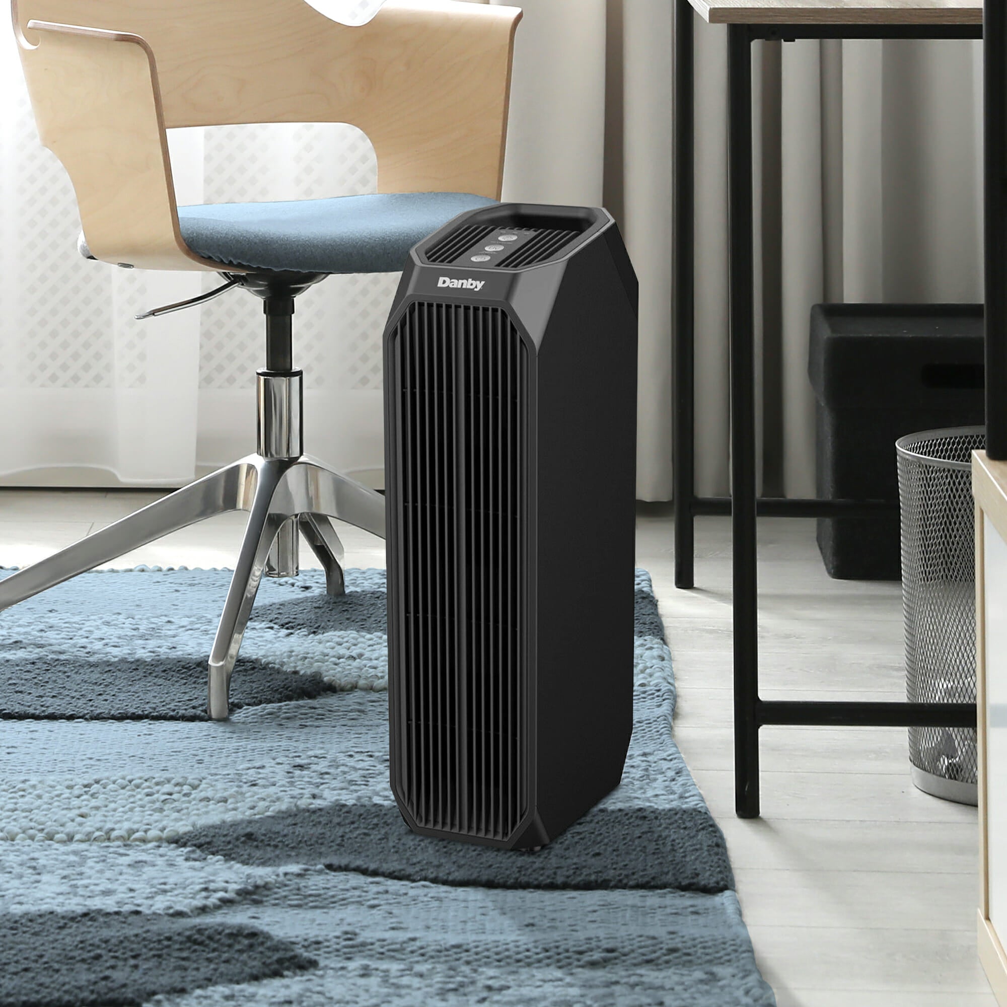 Danby DAP143BAB UV Air Purifier for Home & Office - Covers up to 210 sq. ft. - Black - Eliminates Allergens, Dust & Odors - Perfect for Bedrooms, Living Rooms & Small Spaces