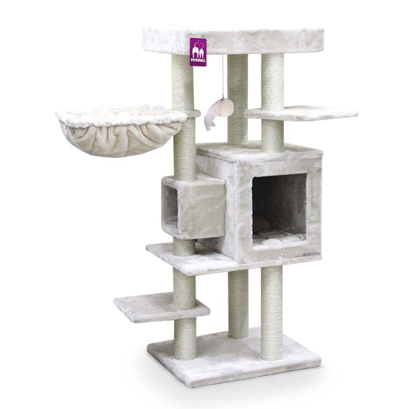 Premium 134cm Cat Tree for Large Cats - Kings & Queens Cleopatra Style - Multi-Level Scratching Post with Perches & Condo - Perfect for Indoor Play & Climbing