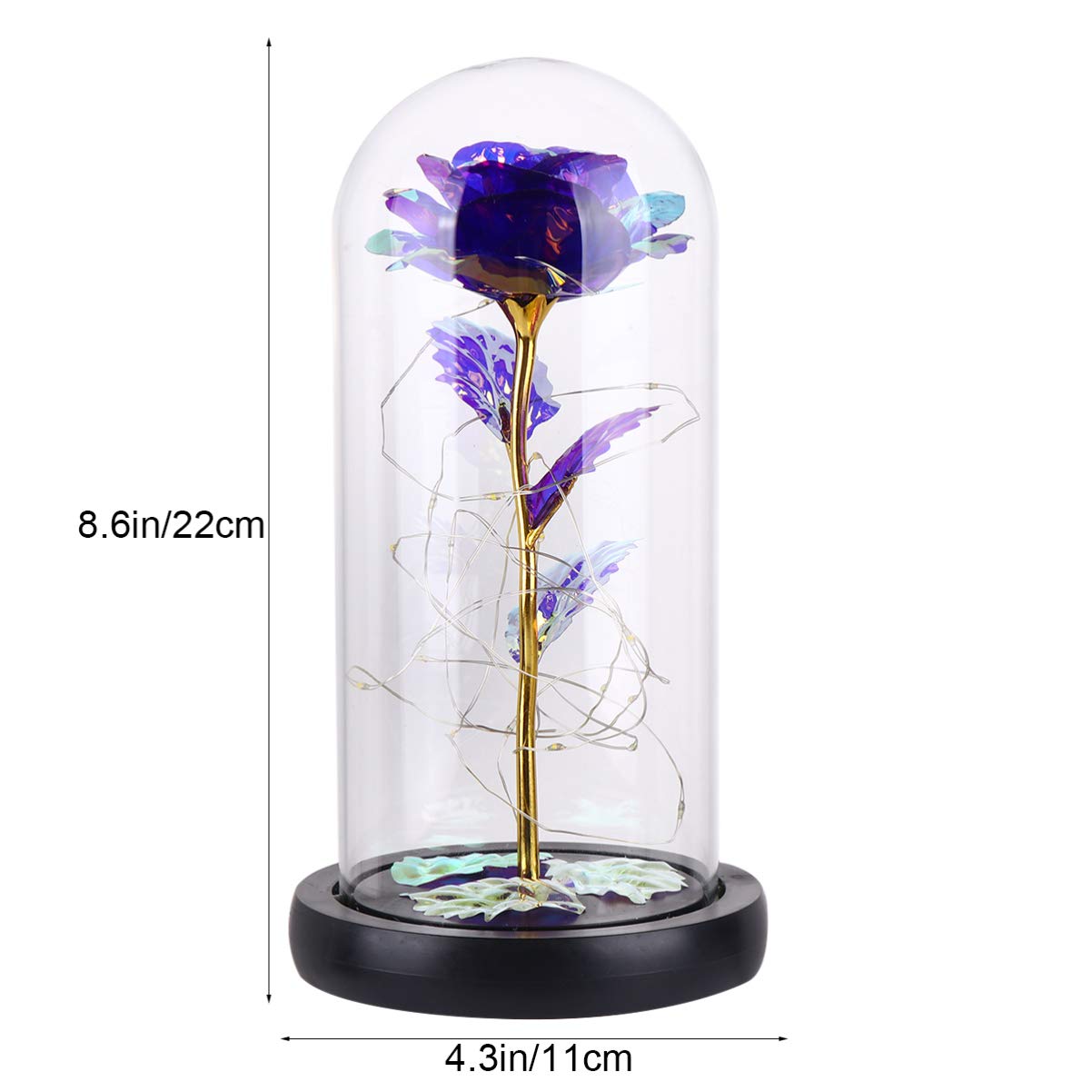 Garneck 1pc Glass Rose Night Light - Artificial Rose Lamp with Glass Dome, Eternal Flower Light for Valentine's Day | Romantic Bedroom Decor, Wedding Centerpiece, Gift for Her