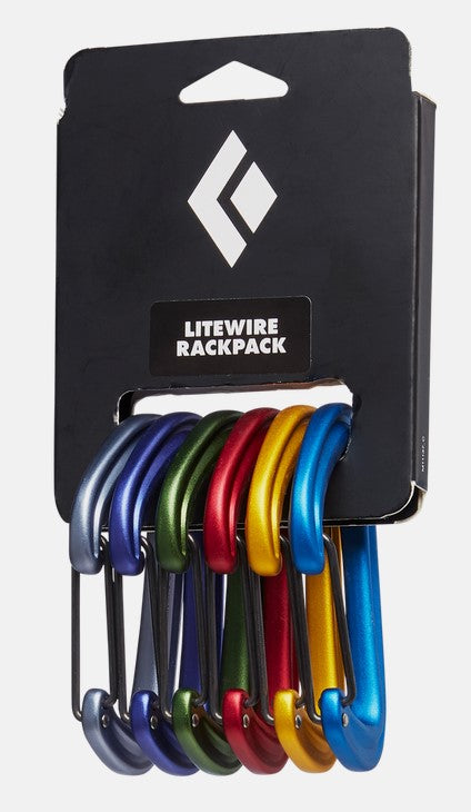 Black Diamond LiteWire Carabiner Rackpack - Lightweight Climbing Carabiner for Rock Climbing, Hiking & Outdoor Adventures (Pack of 6)