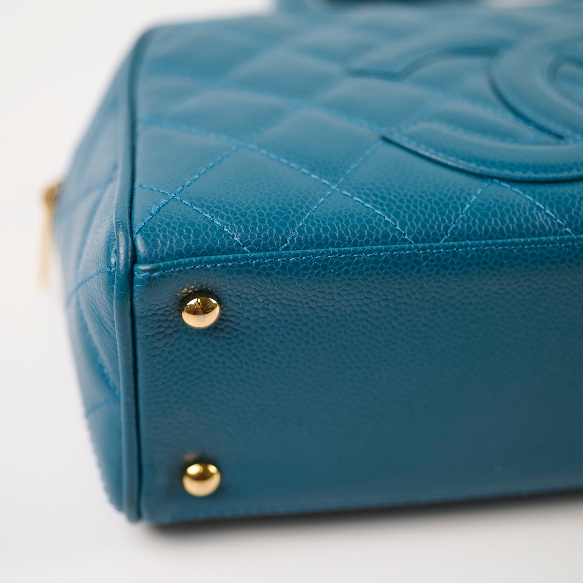 Chanel Quilted Caviar Leather Bowling Bag in Blue - Luxury Designer Handbag for Women, Perfect for Everyday Use, Travel & Shopping
