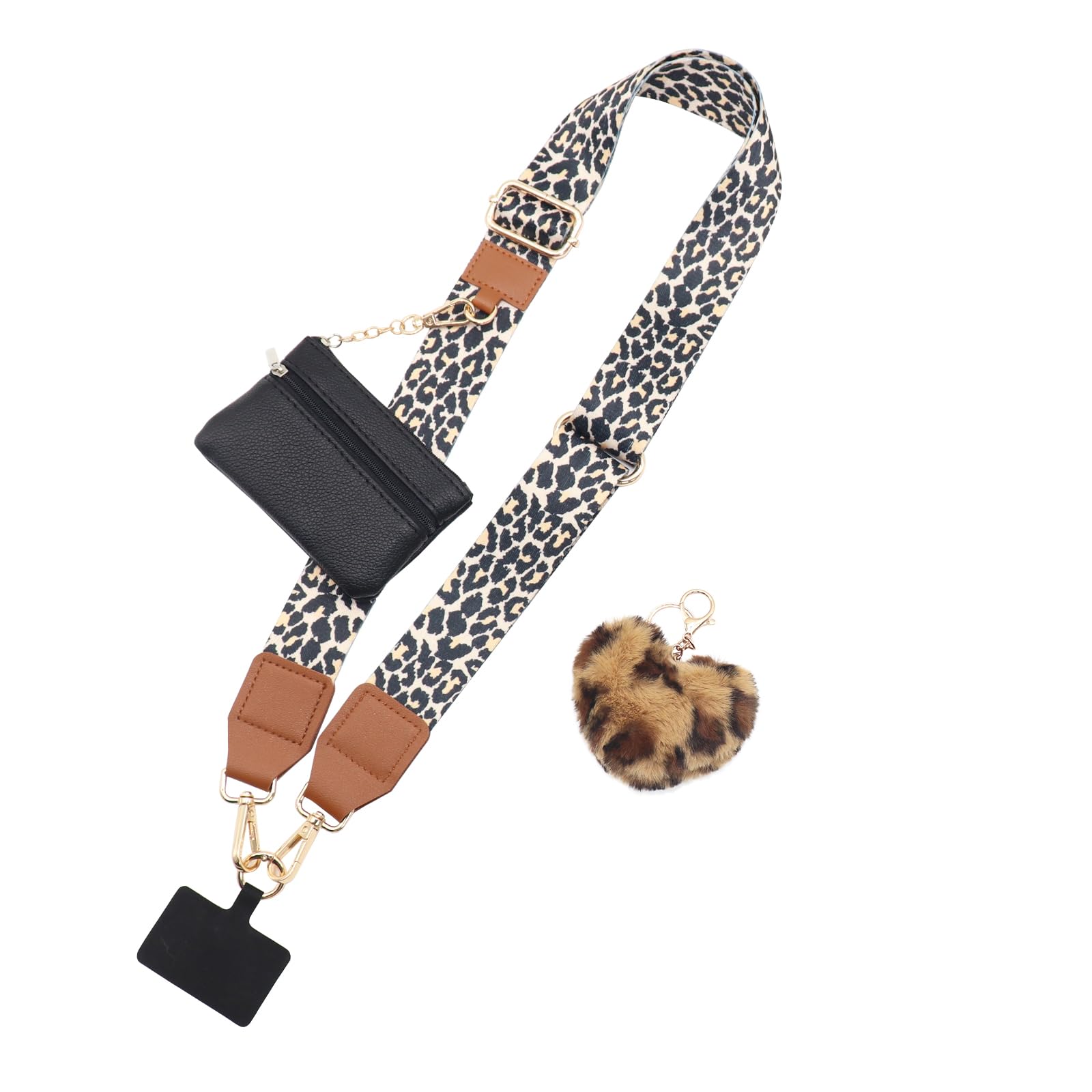 Adjustable Crossbody Phone Strap with Zippered Pouch & Clip - Hands-Free Phone Wallet Strap for iPhone Samsung - Perfect for Travel, Shopping & Outdoor Activities