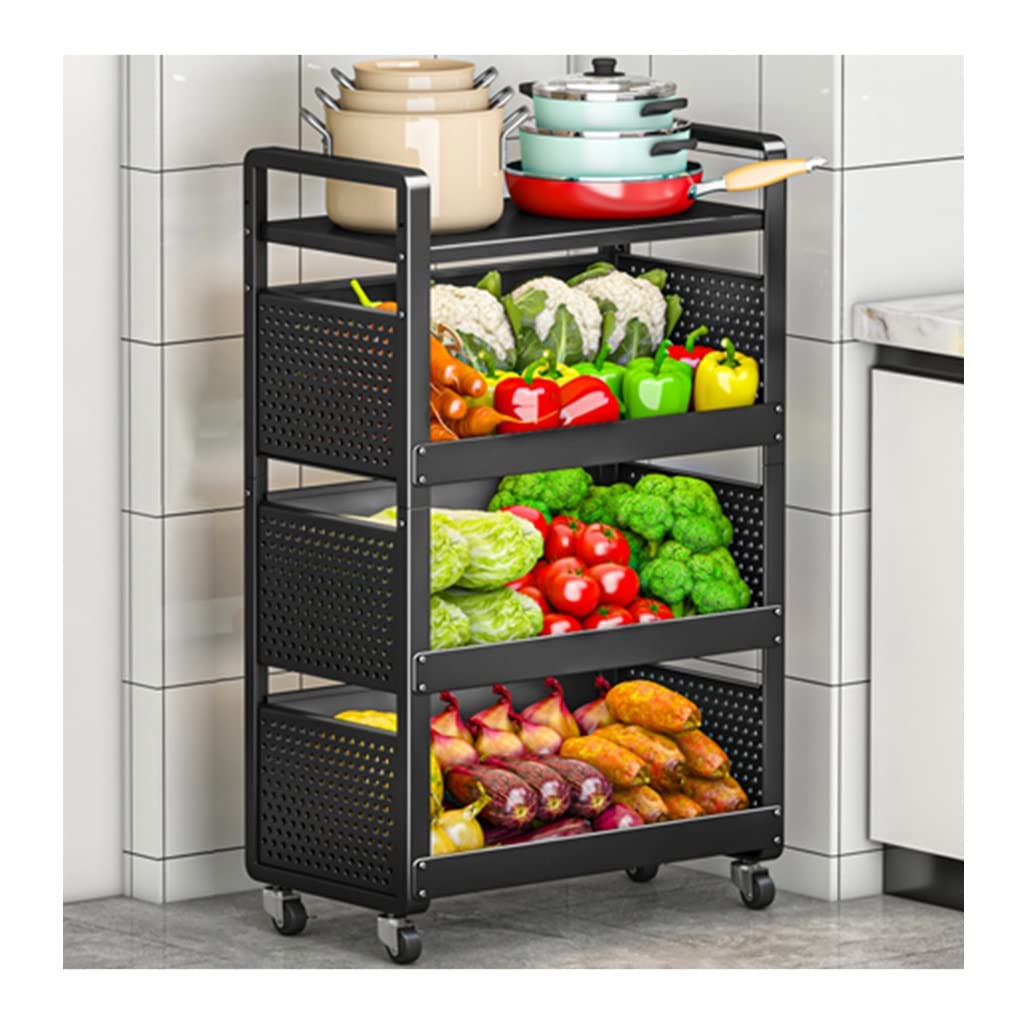 2-Tier Metal Fruit Basket for Kitchen Countertop - Farmhouse Style Detachable Wire Storage Stand for Fruits, Vegetables & Bread (Black, 53x30x86.5cm) - Perfect for Pantry Organization & Farmhouse Decor