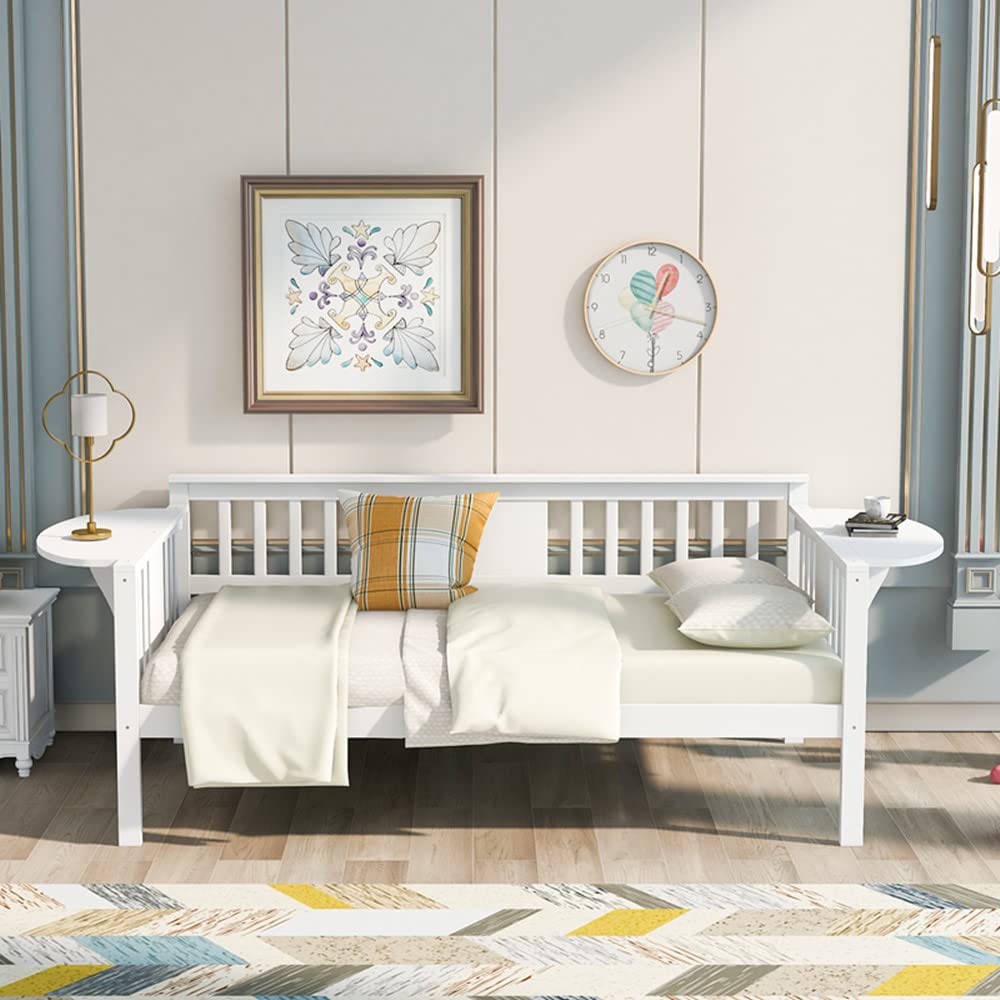 i-POOK Twin Size Daybed Frame - Solid Wood Platform Bed with Storage, No Box Spring Needed - Multifunctional Daybed for Bedroom, Living Room, Guest Room & Small Spaces