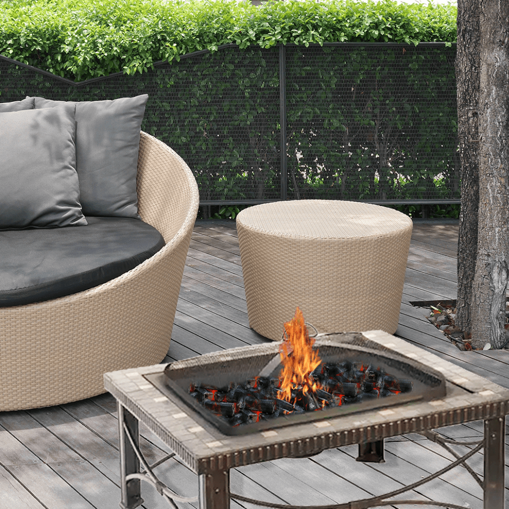 AZ Patio Heaters Slate Tile 30 Inch Square Fire Pit - Outdoor Gas Fire Pit Table with Lava Rocks, Perfect for Backyard, Patio, Garden, and Camping (FTB 51161B)
