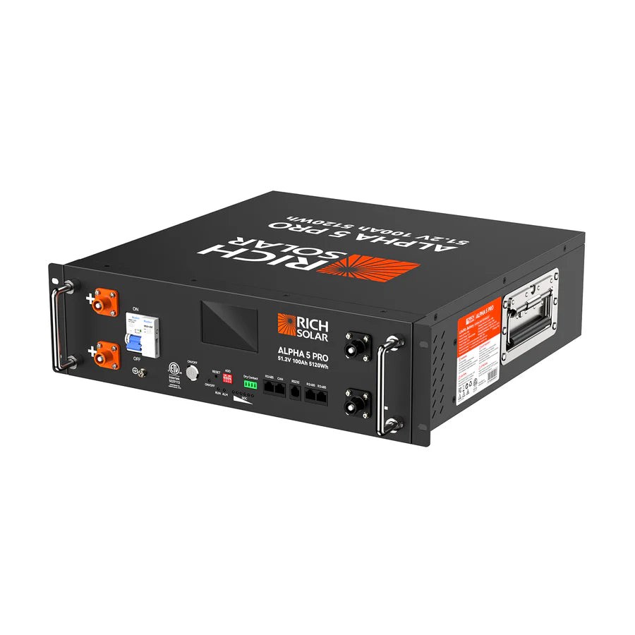 Rich Solar Server Rack Battery [Alpha 5] - 48V 100Ah LiFePO4 Lithium Iron Phosphate Battery | 5000Wh Energy Storage | 10-Year Warranty | for Solar Power Systems, Off-Grid Living & Home Backup Power