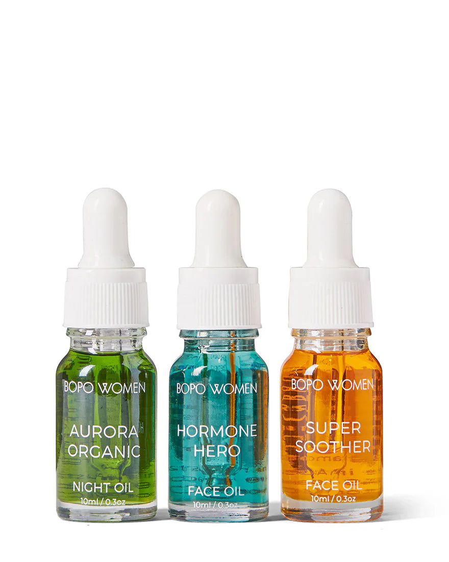 Bopo Mini Face Oil Sample Trio Set - Hydrating, Nourishing & Glowing Facial Oils for Dry & Sensitive Skin | Travel-Friendly Skincare Kit for On-The-Go Beauty Routine