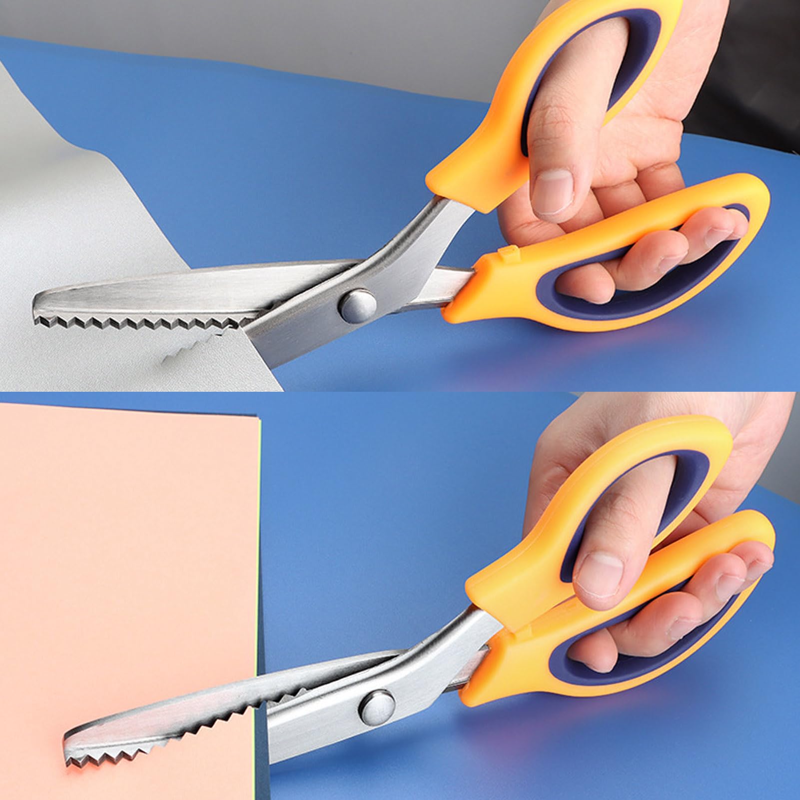 9 Inch Professional Pinking Shears for Fabric Cutting - Zig Zag Scissors with Decorative Edge, Ideal for Sewing, Scrapbooking & Crafting (Green) | Perfect for DIY Projects, Quilting & Fabric Edge Finishing