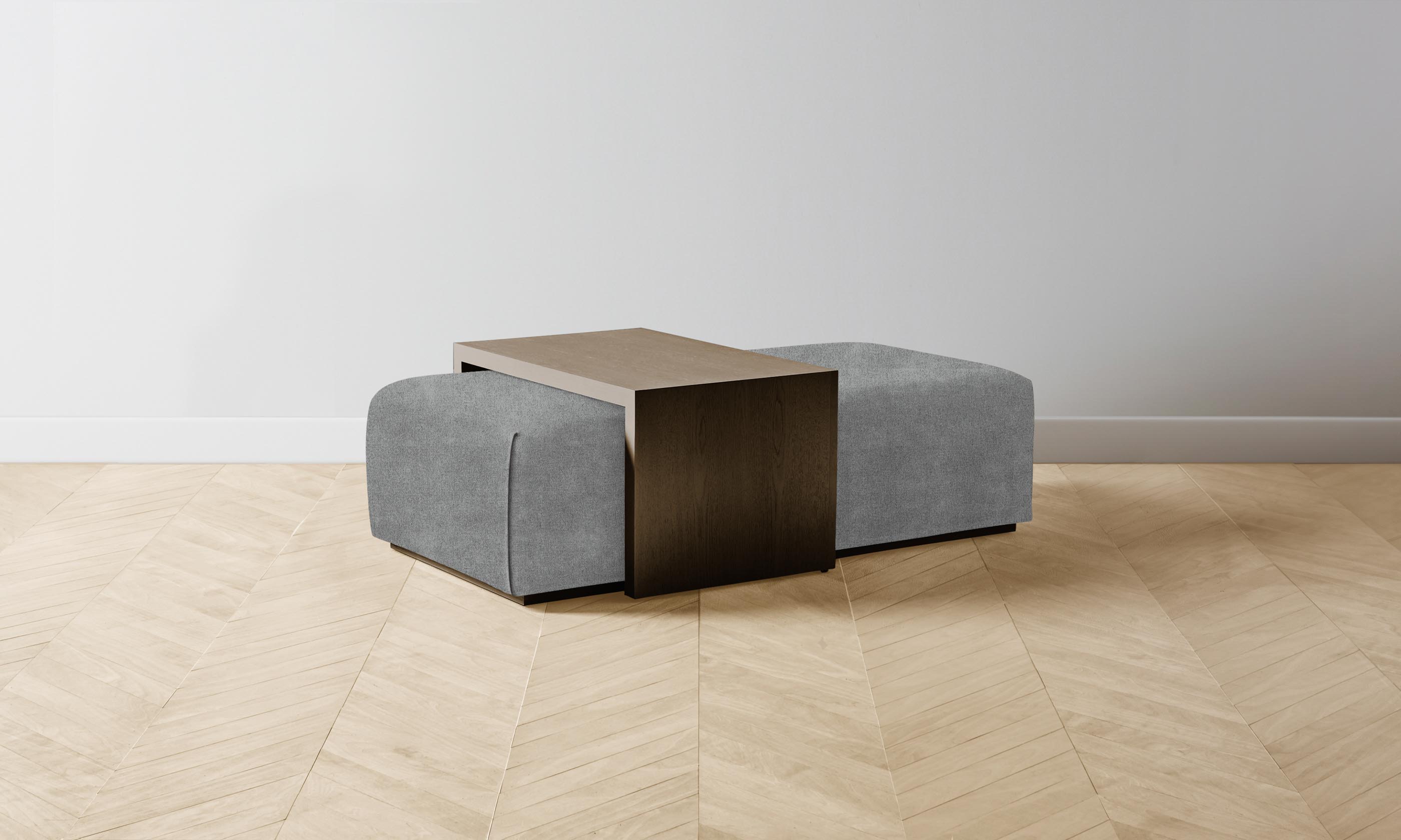 The Bowery Ottoman - Performance Mélange Weave Night - Modern Living Room Footrest & Accent Stool for Home Decor