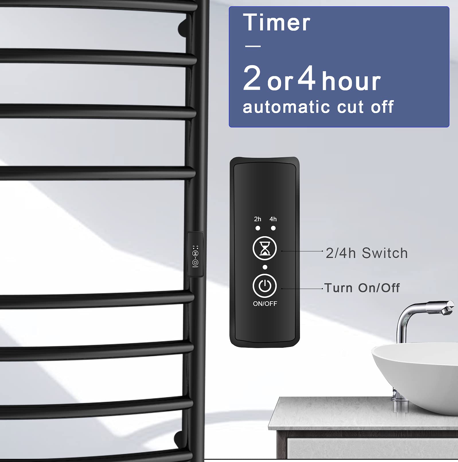 Electric Heated Towel Rack with Timer - Wall Mounted Bathroom Towel Warmer, Hardwired or Plug-in Options - Perfect for Spa-Like Luxury in Homes & Hotels