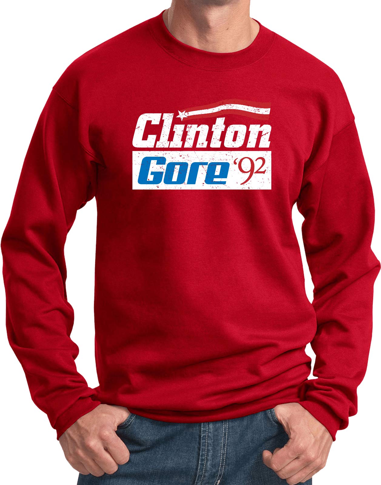 Vintage Clinton Gore 92 Campaign Sweatshirt - Retro Political Apparel for Casual Wear & 90s Nostalgia