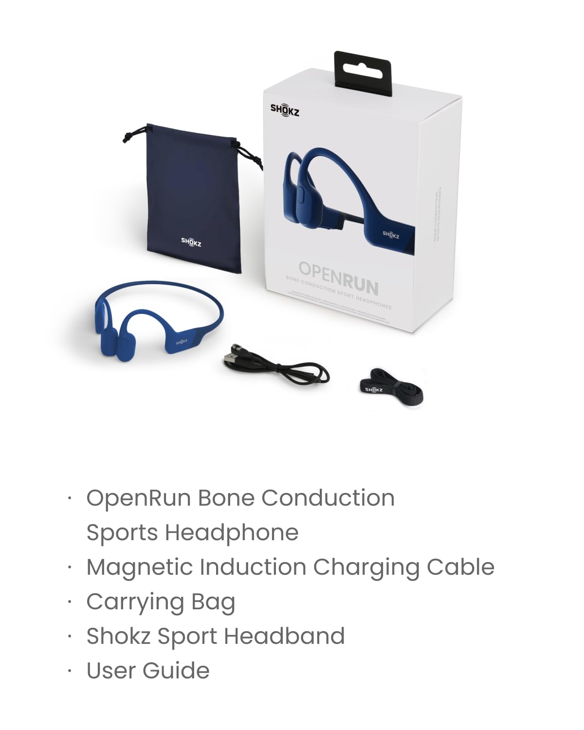 SHOKZ OpenRun (AfterShokz Aeropex) Open-Ear Bluetooth Bone Conduction Sports Headphones - Sweatproof Wireless Workout Headset with Built-in Mic for Running, Cycling, Gym & Outdoor Activities