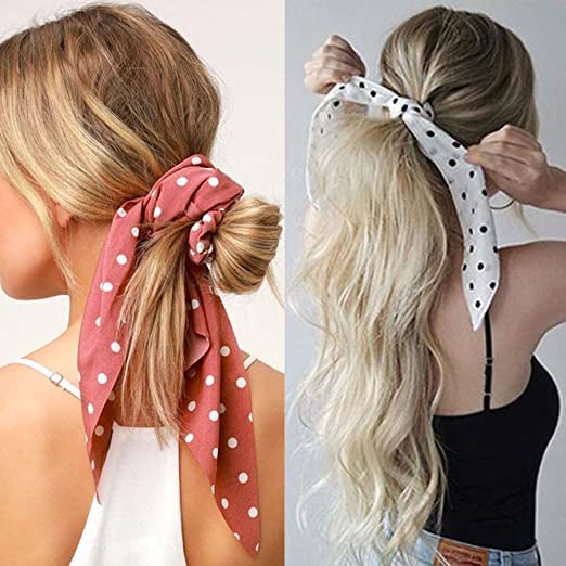 ROCK WORLD Women & Girls Chiffon Floral Hair Scarf & Scrunchies Set - 12 Pcs Soft Hair Accessories for Ponytail, Bun & Braid - Perfect for Spring, Summer, Wedding & Everyday Fashion