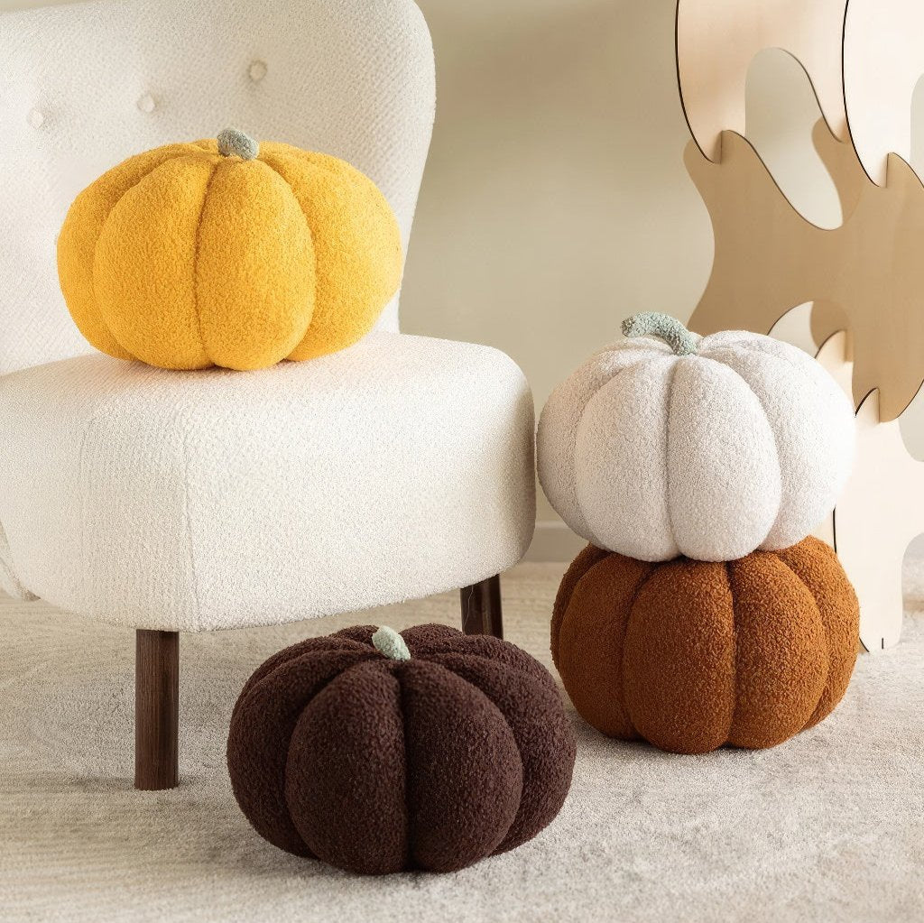 Soft Terry Pumpkin Plush Pillow - Cute Fall Decor for Home, Sofa & Bed - Perfect for Halloween, Thanksgiving & Cozy Autumn Nights