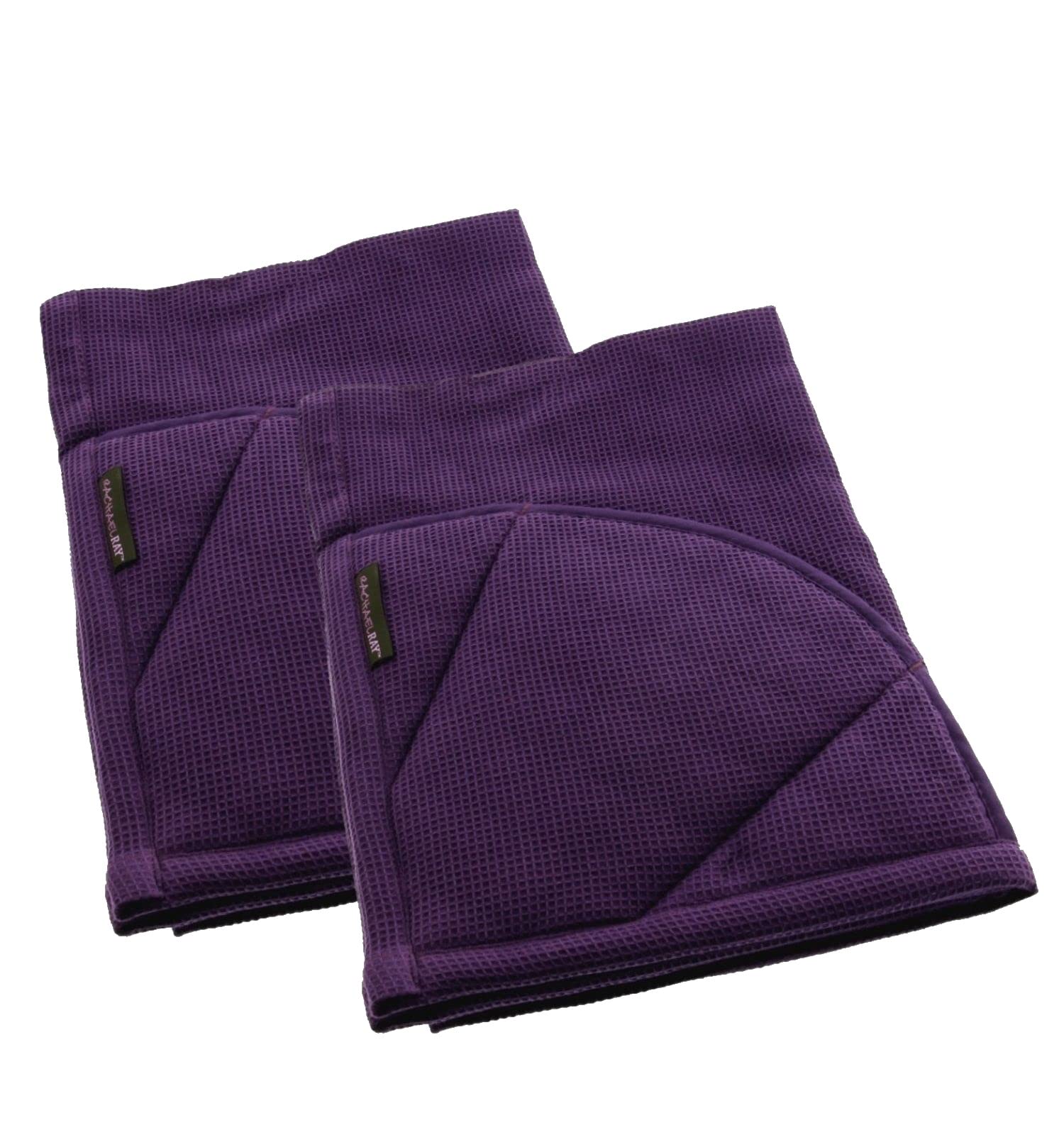 Rachael Ray 2-in-1 Kitchen Towel and Pot Holder Set of 2 - Heat Resistant Pockets for Hot Pans, Absorbent Dish Towels for Drying Dishes & Hands - Lavender - Perfect for Cooking, Baking & Kitchen Cleaning