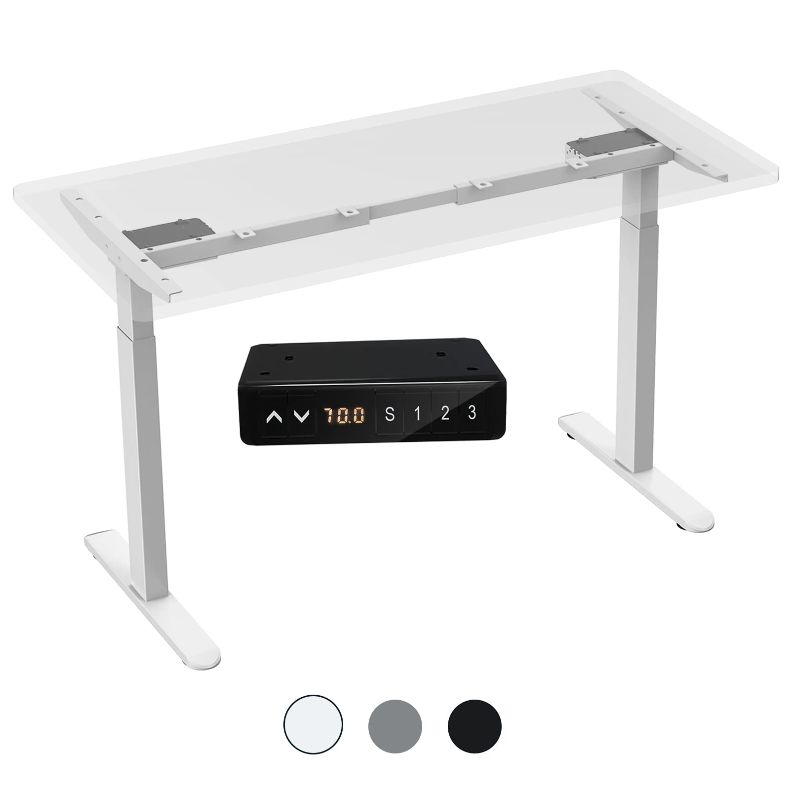 AIMEZ0 Dual Motor Electric Adjustable Height Standing Desk Frame 27.4-45.6 Inches - Motorized Sit Stand Workstation for Home Office, White Frame - Perfect for Ergonomic Workspace & Productivity Boost