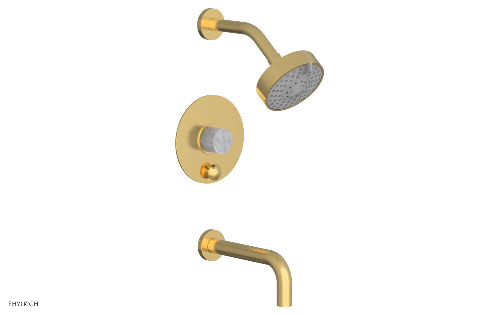 BASIC II Pressure Balance Tub and Shower Set in White Marble - 230 28 Series | Perfect for Modern Bathroom Renovations & Spa-Like Showers