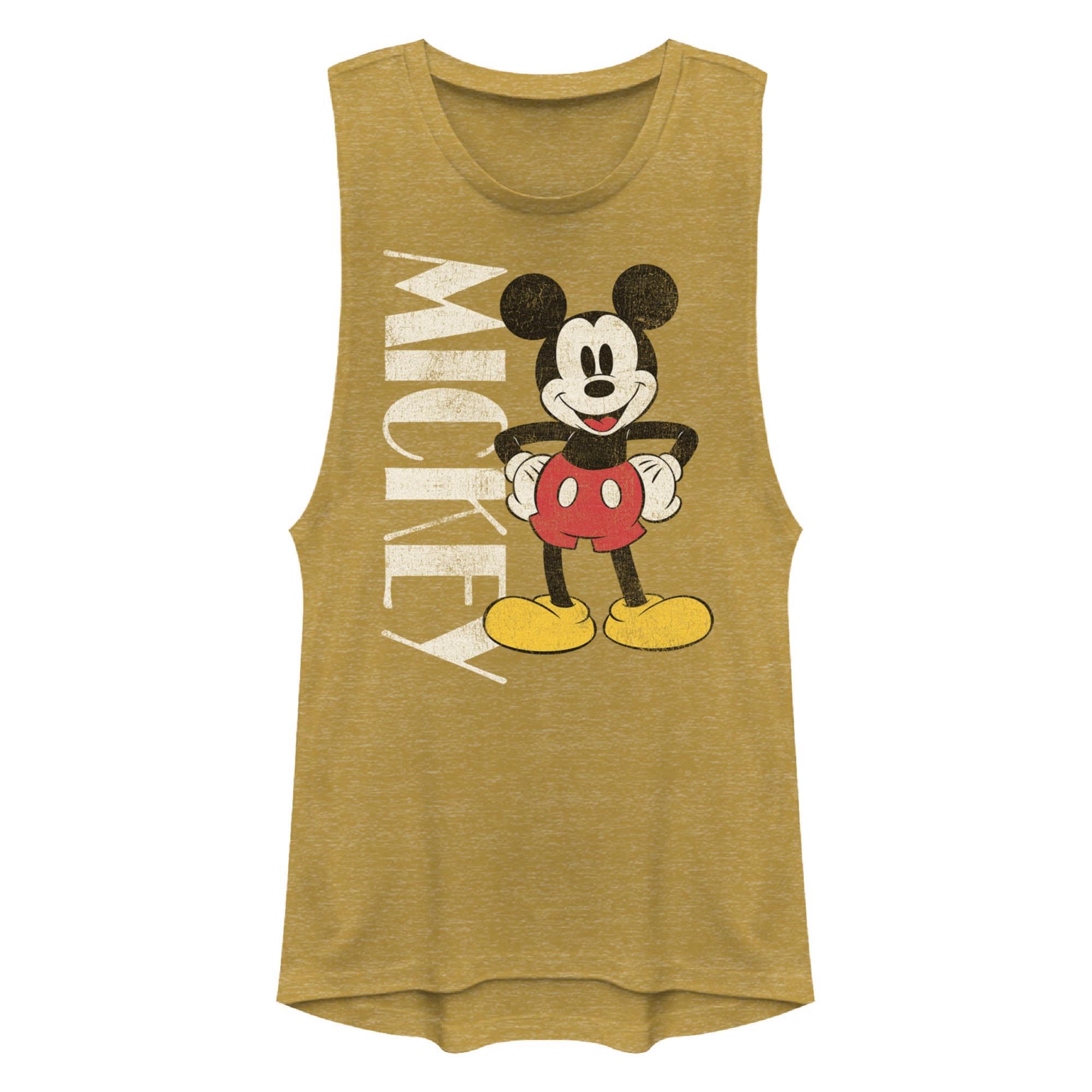 Disney Friends Mickey Mouse Juniors Muscle Gold Heather Graphic T-Shirt for Kids - Soft & Comfortable Cotton Tee for Playdates, School, and Everyday Wear