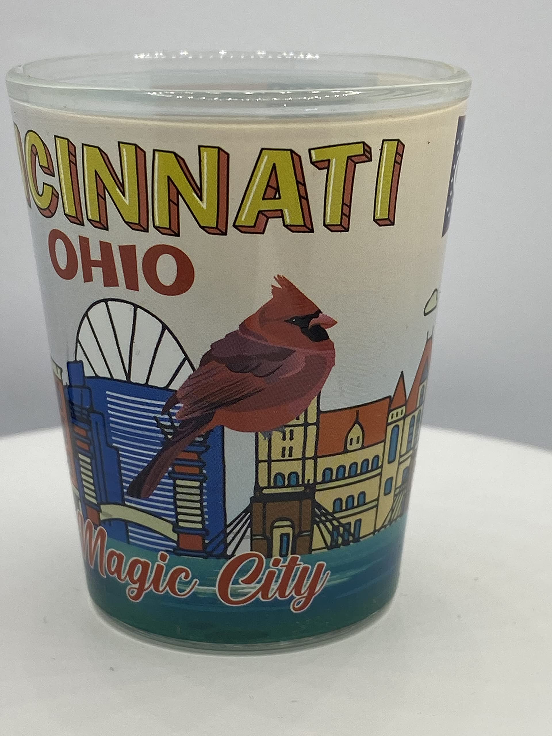 2 oz Cincinnati Ohio Themed Shot Glass - Perfect for Parties, Gifts & Collectibles | Barware & Souvenir Drinking Glass for Bourbon, Whiskey & Cocktails