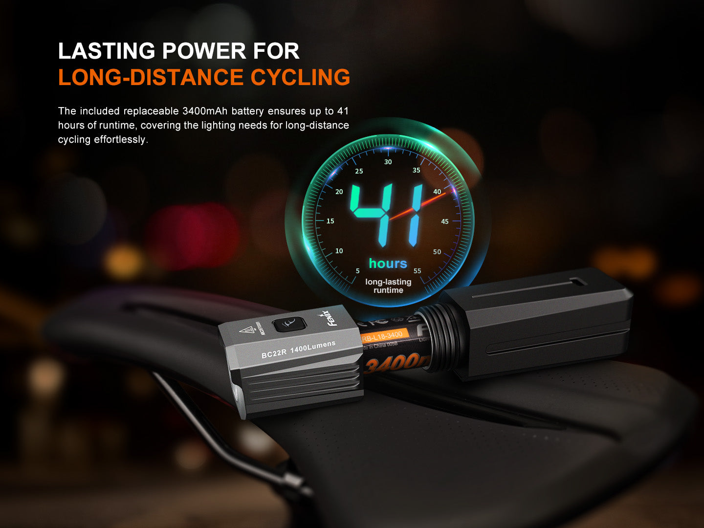 Fenix BC22R 1200 Lumen Rechargeable Bike Light for Road Cycling - High Performance Bicycle Headlight for Night Riding, Commuting & Safety