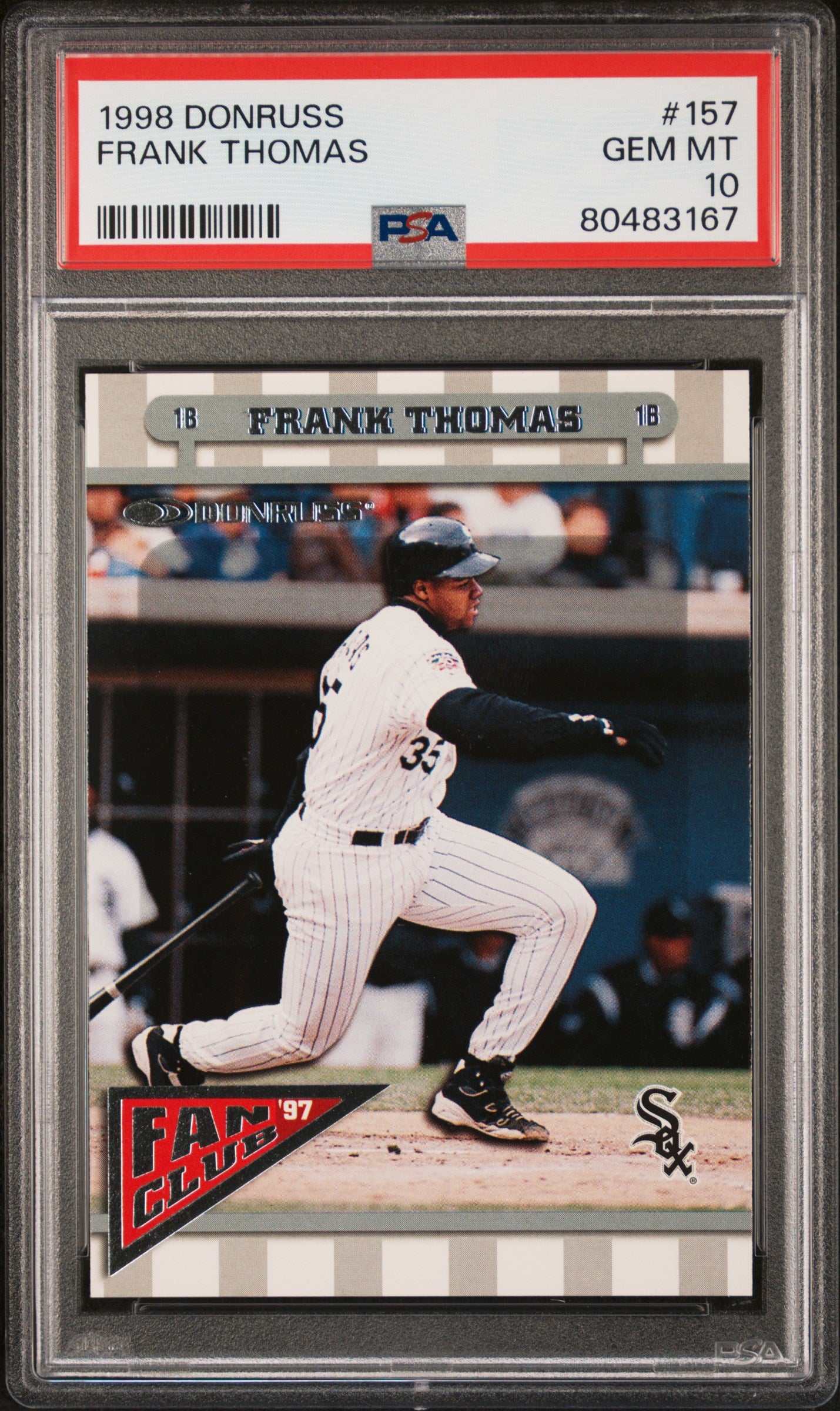 1998 Donruss Frank Thomas #157 PSA 10 Gem Mint Baseball Card - Perfect for Collectors, Investors & Sports Memorabilia Displays