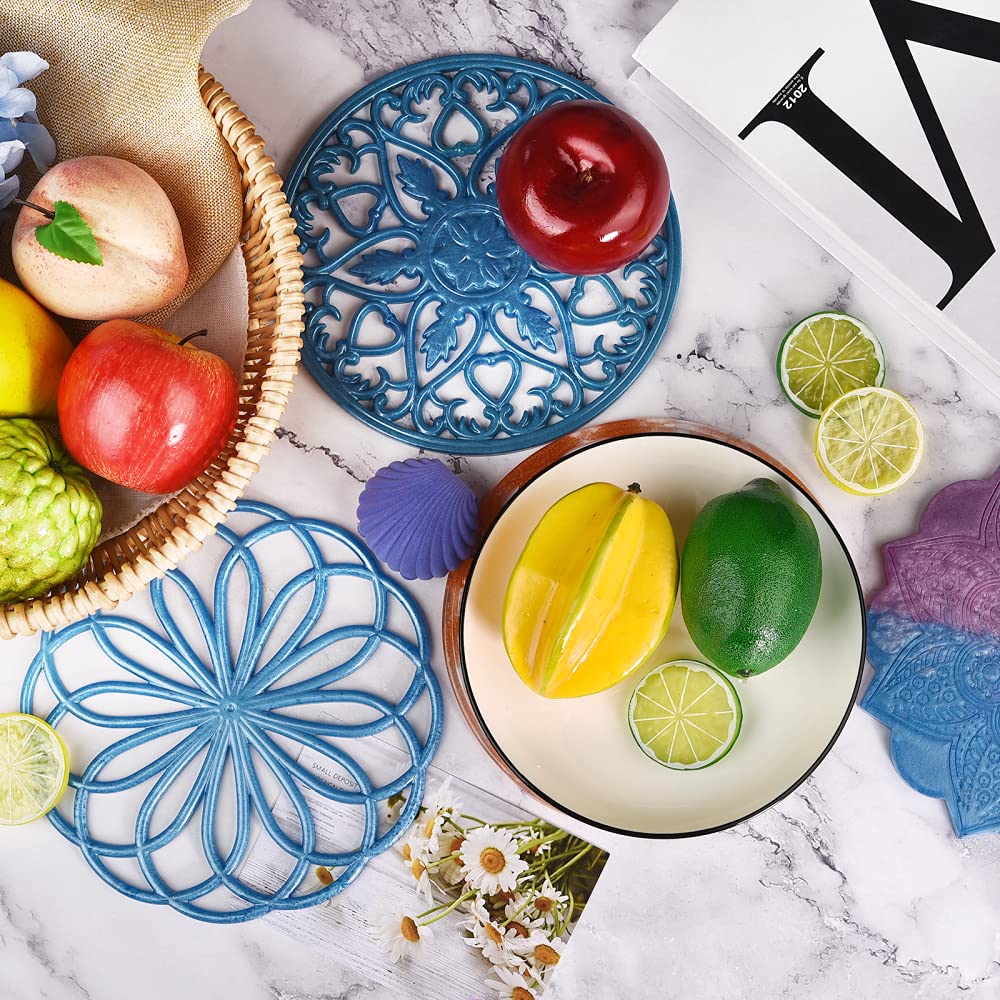 3-Piece Large Silicone Coaster Molds for Resin Casting - Round Mandala Epoxy Molds Set for DIY Carved Hollow Cup Mats - Perfect for Home Decor, Gifts & Craft Projects