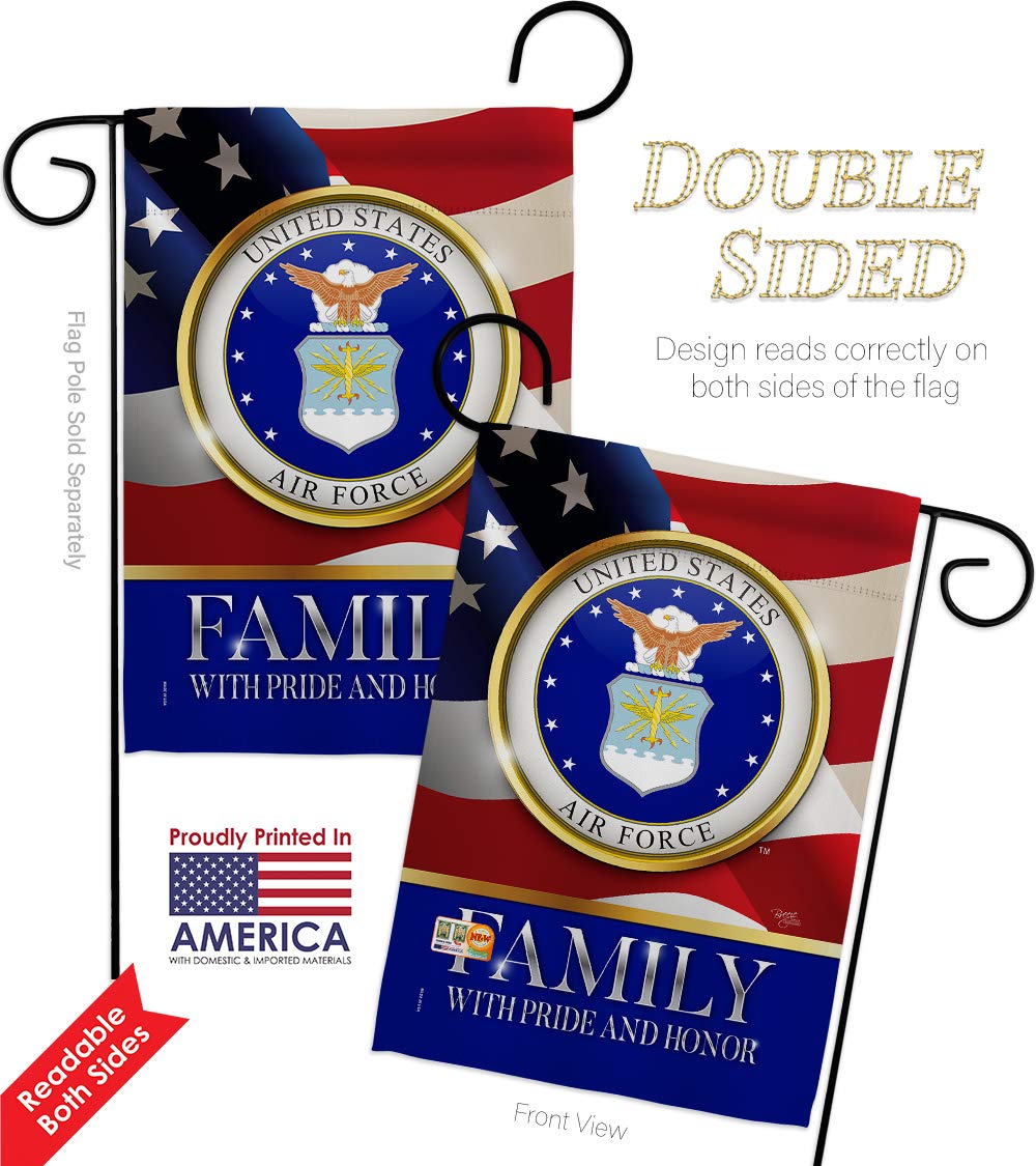 USAF Air Force Garden Flags Kit - Double-Sided 28x40 Inch American Military Veteran Yard Banner - Patriotic Armed Forces Decorative Gift for Home, Lawn & Garden - Made in USA for Veterans Day & Memorial Day