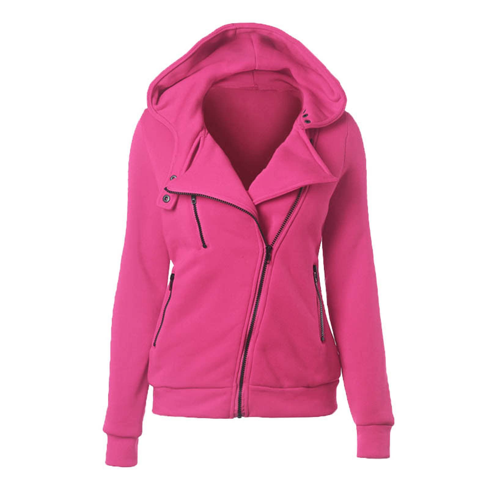 Women's Long Sleeve Zip Up Hoodie - Casual Solid Color Sweatshirt for Everyday Wear, Gym, and Outdoor Activities
