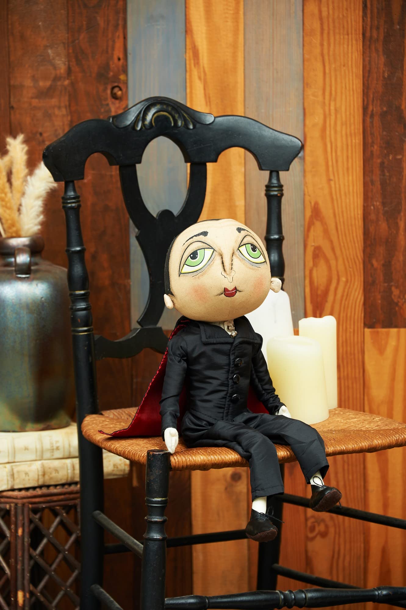 GALLERIE II Halloween Norbert Vampire Folk Art Collectible Doll by Joe Spencer - Gothic Home Decor for Living Room, Office Desk, Fireplace Mantel & End Table - Perfect Halloween Decoration & Gift