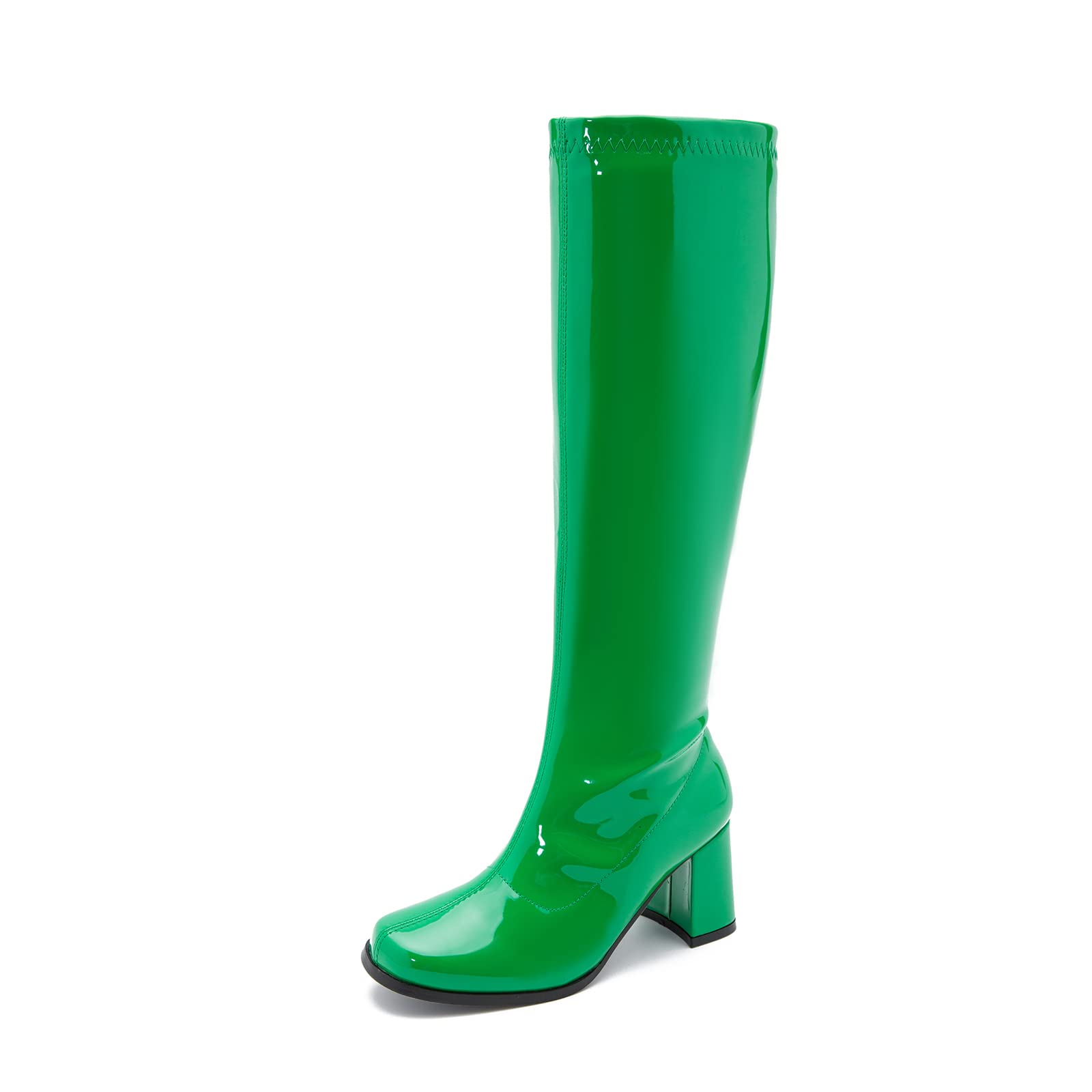 Women's Over The Knee Go Go Boots with Block Heel & Side Zipper - Winter Fashion Booties for Party, Night Out & Cold Weather Wear