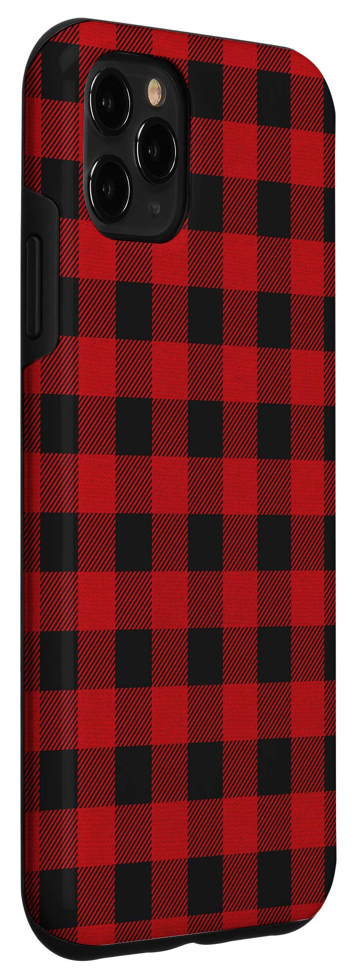 iPhone 11 Pro Max Case - Black & Red Buffalo Plaid Christmas Checkered Gingham Flannel Cover | Perfect Holiday Gift & Winter Protection