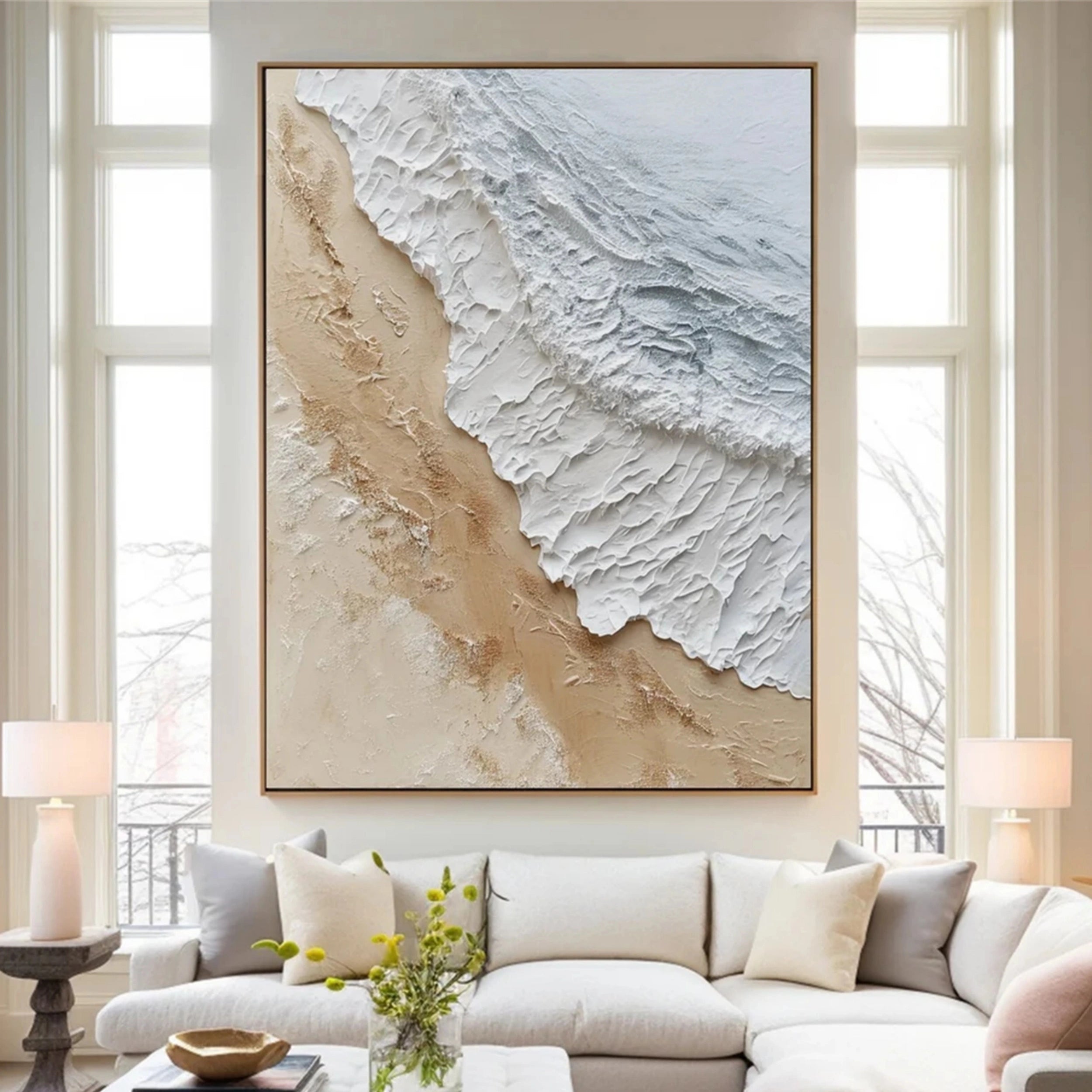 Ocean and Sky Painting #OS 084 - Handmade Canvas Wall Art for Home Decor, Office, Living Room & Bedroom