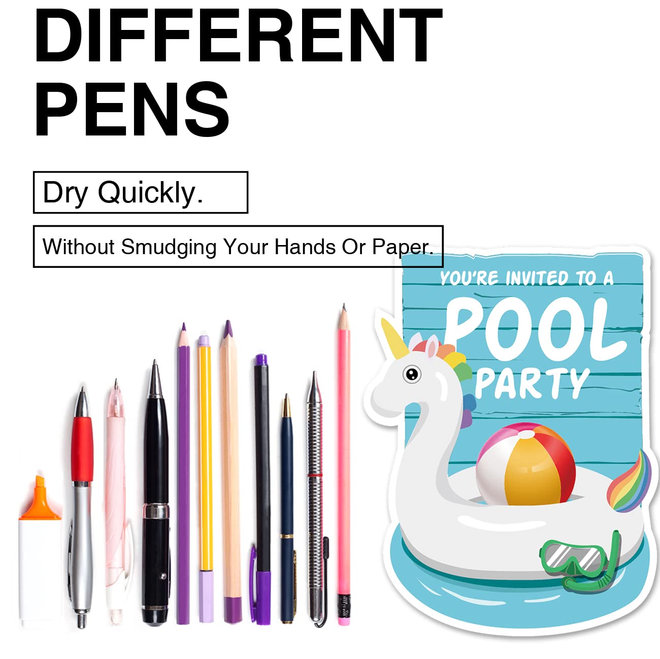20-Pack Double-Sided Pool Party Invitations with Envelopes - Unicorn Themed Birthday & Baby Shower Party Supplies - Perfect for Summer Pool Parties, Kids Birthdays & Gender Reveal Events