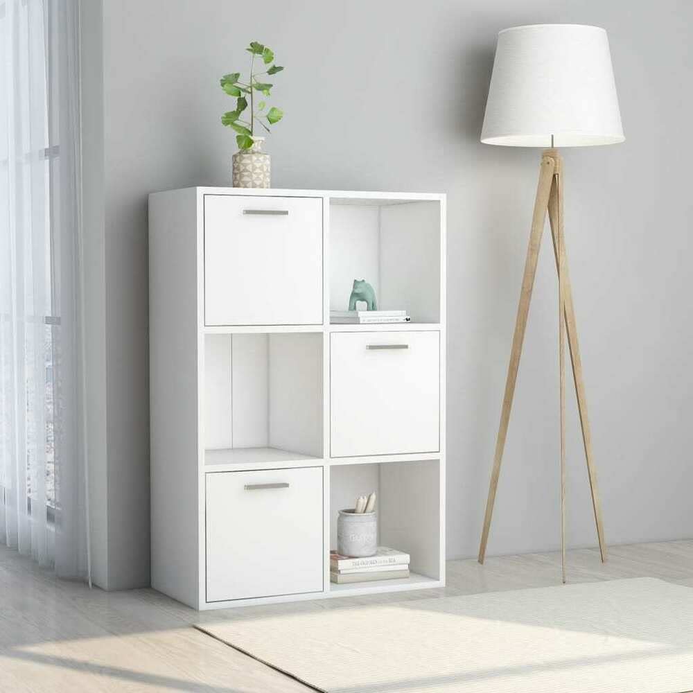 Modern White Chipboard Storage Cabinet - Sideboard Display Chest with Buffet Rack for Living Room, Bedroom & Office Organization