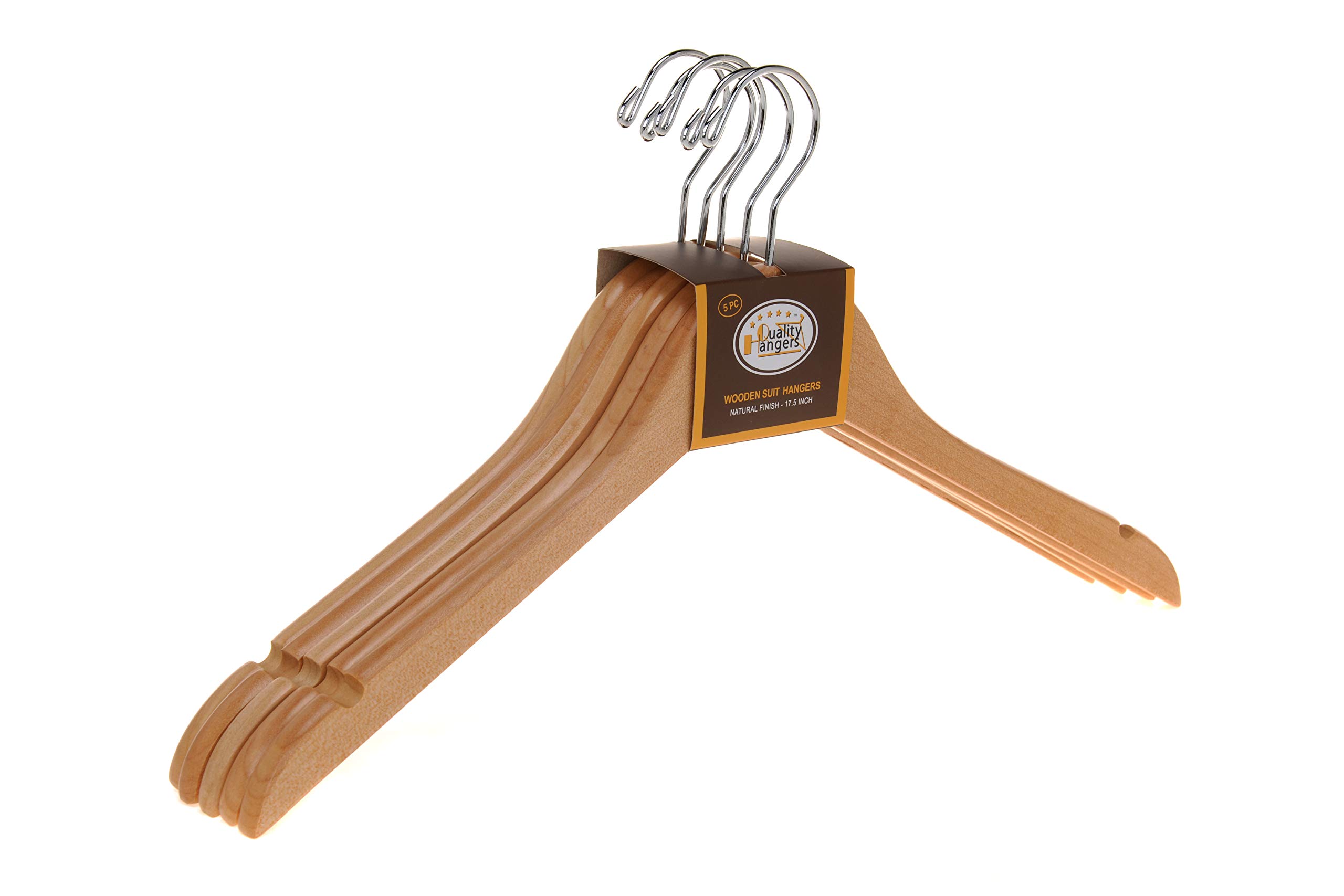Premium Solid Wood Semi-Curved Suit Hangers - 10 Pack with Swivel Hook for Jackets, Pants & Dresses | Smooth Finish Natural Wood Closet Organizers | Perfect for Home, Office & Travel Wardrobe Storage