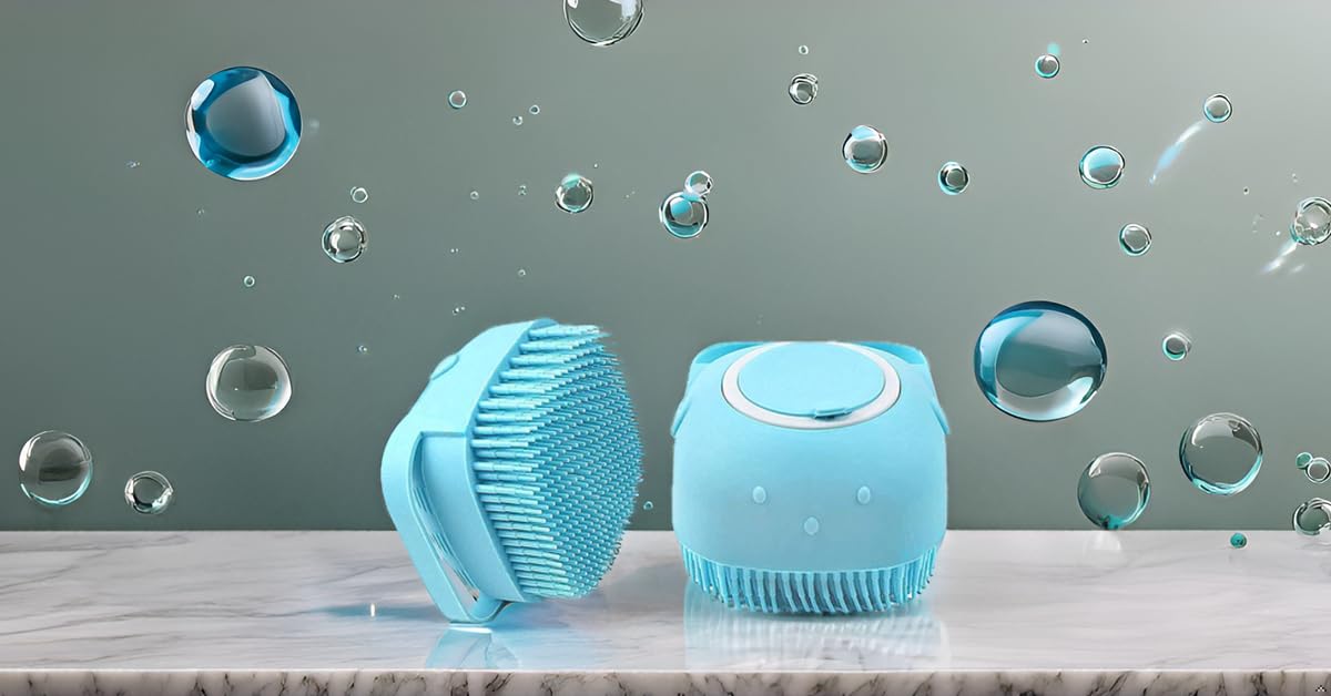 Hilosofy Silicone Soft Bath Body Double-sided Brush with Soap Dispenser - Gentle Exfoliating Scrubber for Deep Cleaning & Massage - Perfect for Baby Shower, Kids, Men & Women - Multi-Color (Pack of 1) - Ideal for Sensitive Skin & Spa Relaxation at Home