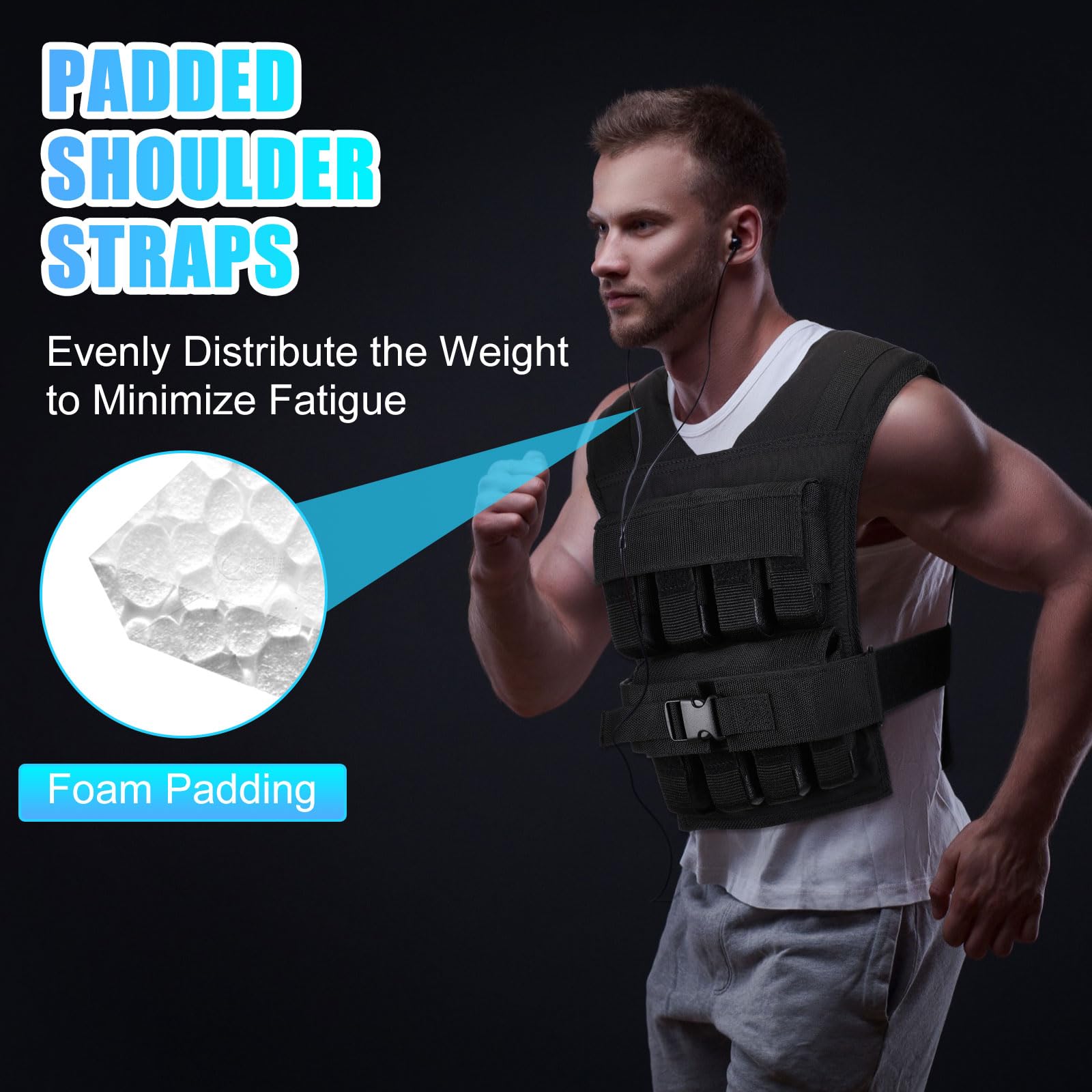 35lbs Adjustable Weighted Vest for Men - Strength Training, Running, Exercise & Weight Loss - Perfect for Gym Workouts, Outdoor Fitness & Cross Training